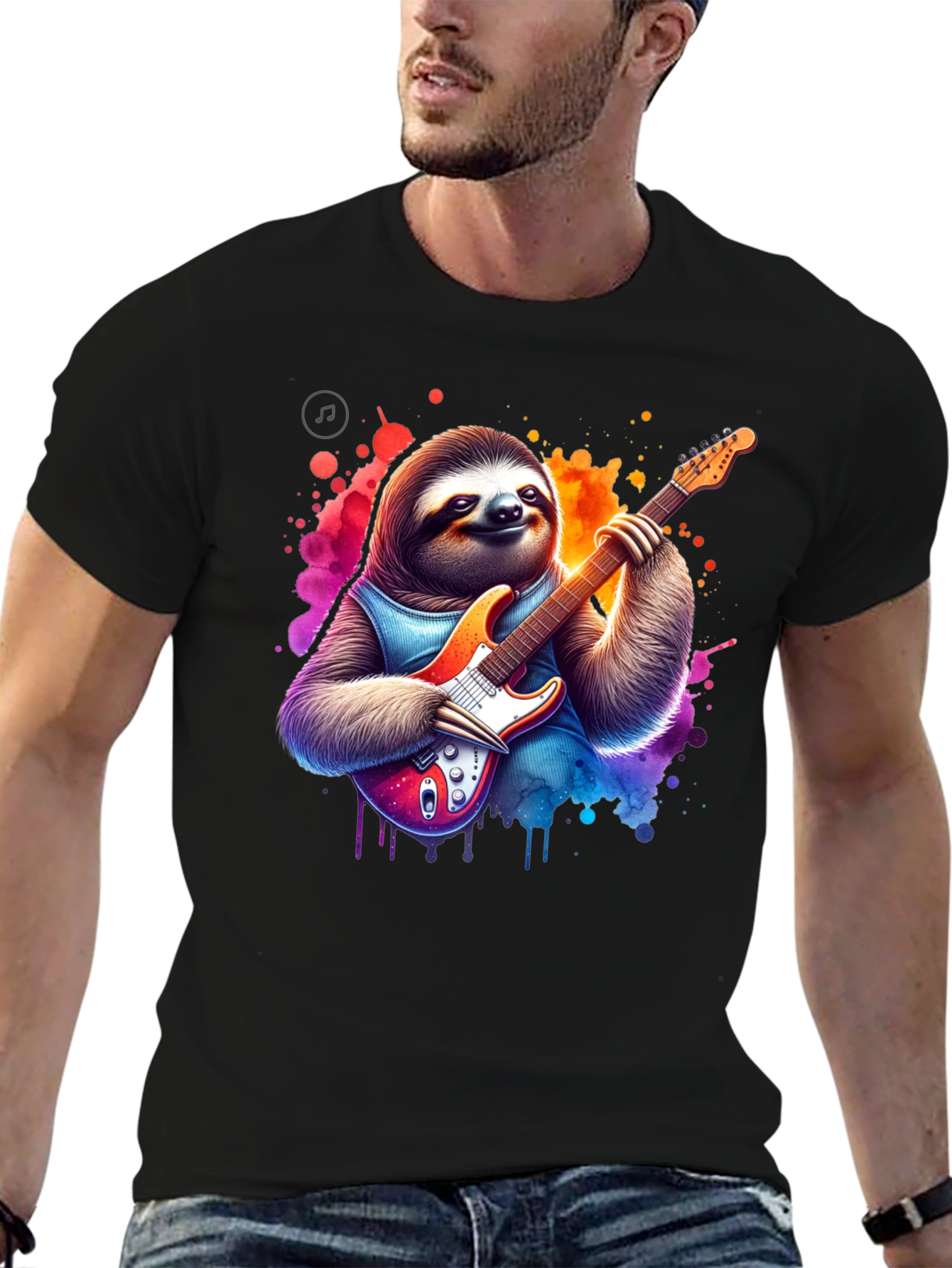 Sloth Guitarist Graphic Tee - Rock On!