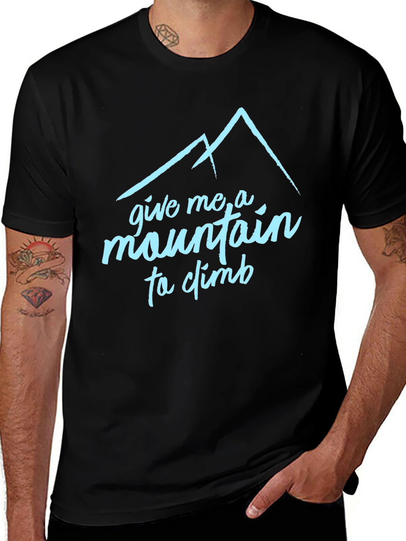 Mountain Climb Graphic Tee - Black Cotton Shirt