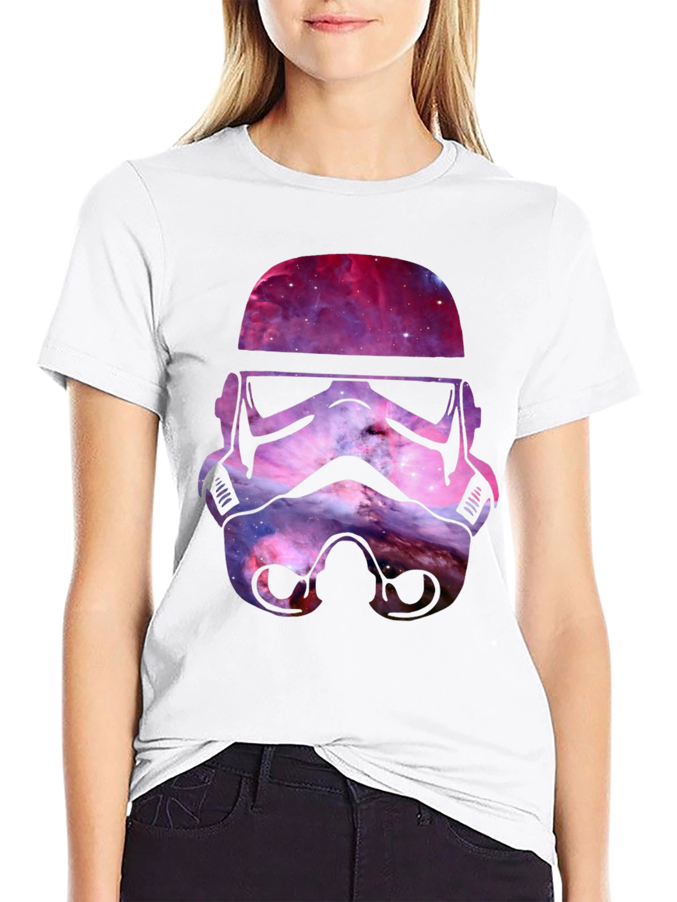 Galaxy Stormtrooper Helmet Graphic T-Shirt