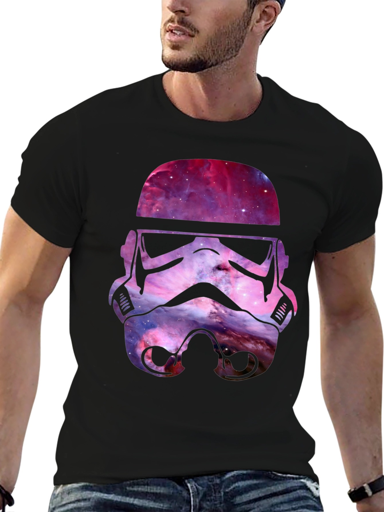 Galaxy Stormtrooper Helmet Graphic T-Shirt