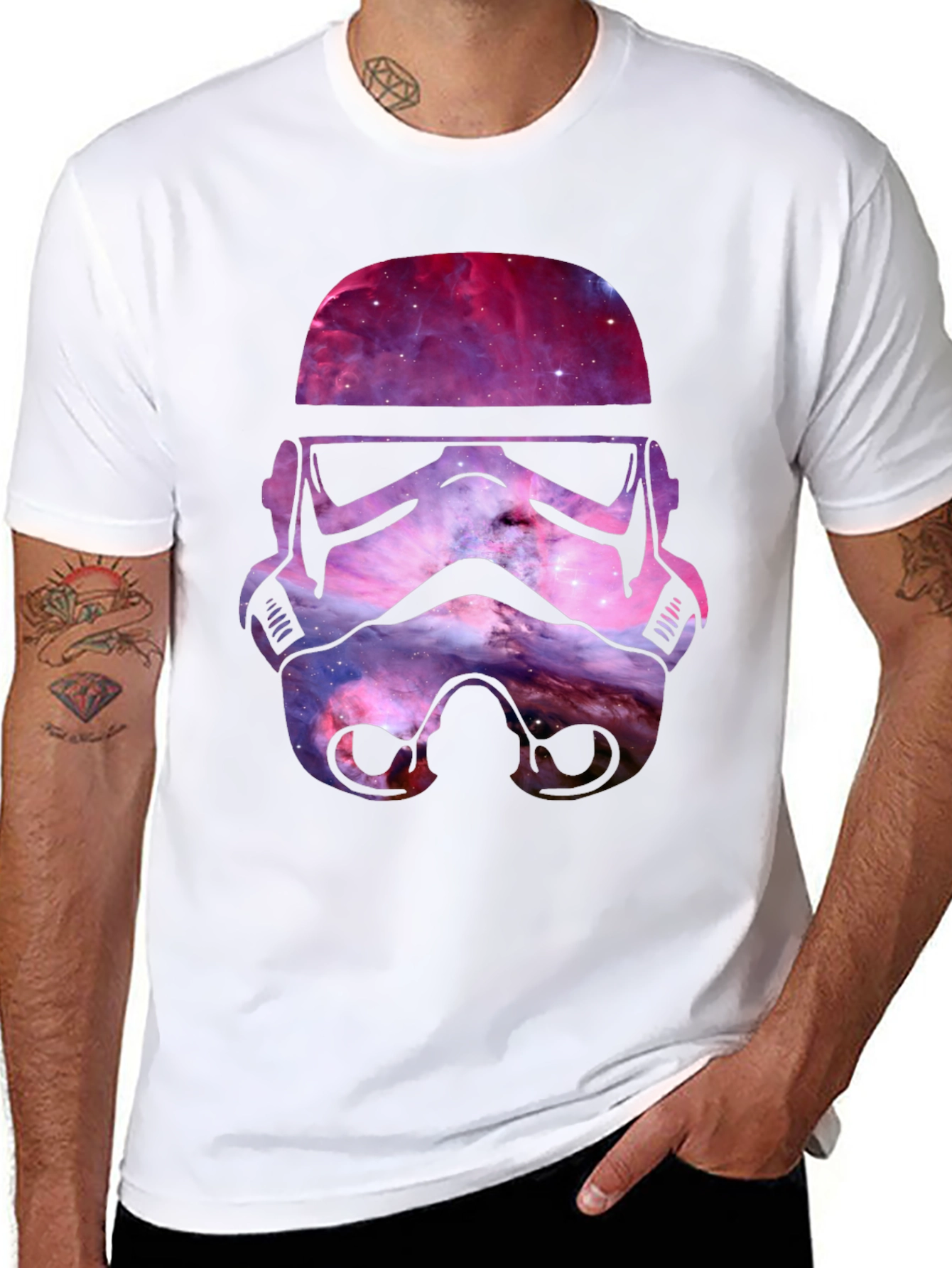 Galaxy Stormtrooper Helmet Graphic T-Shirt