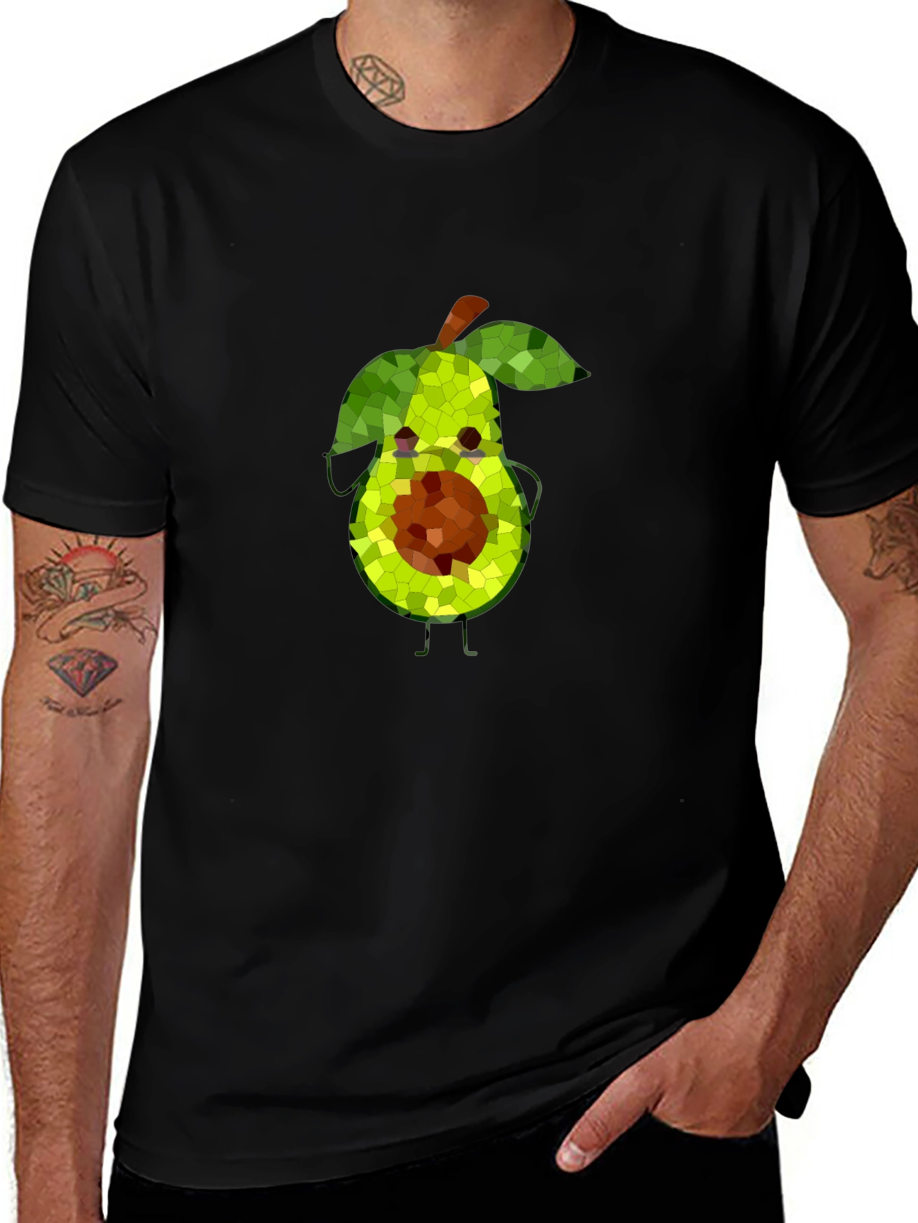 Avocado Mosaic Black T-Shirt - Funky Fruit Tee