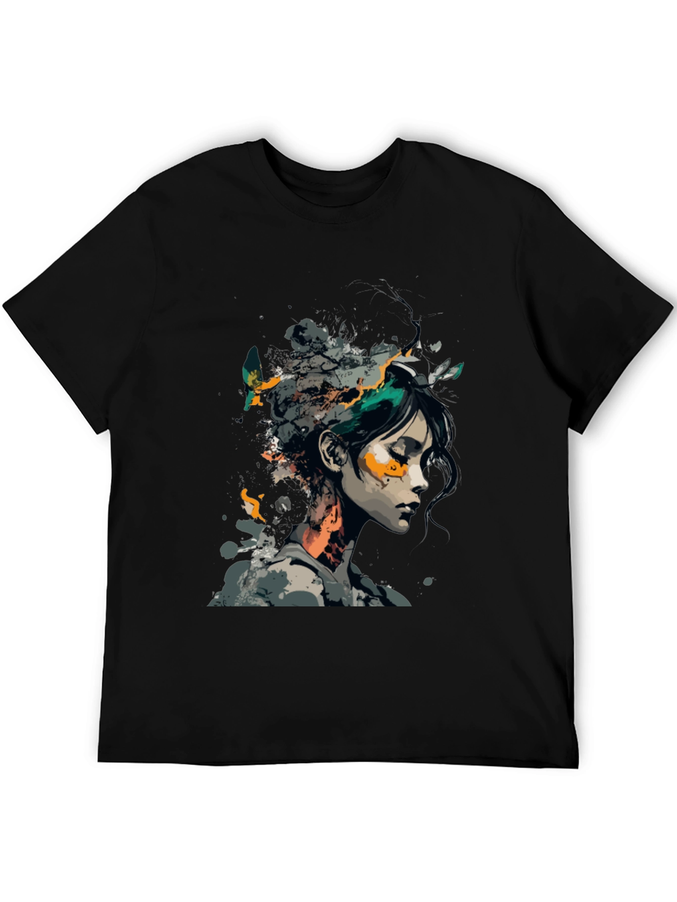 Artistic Woman Graphic Black T-Shirt