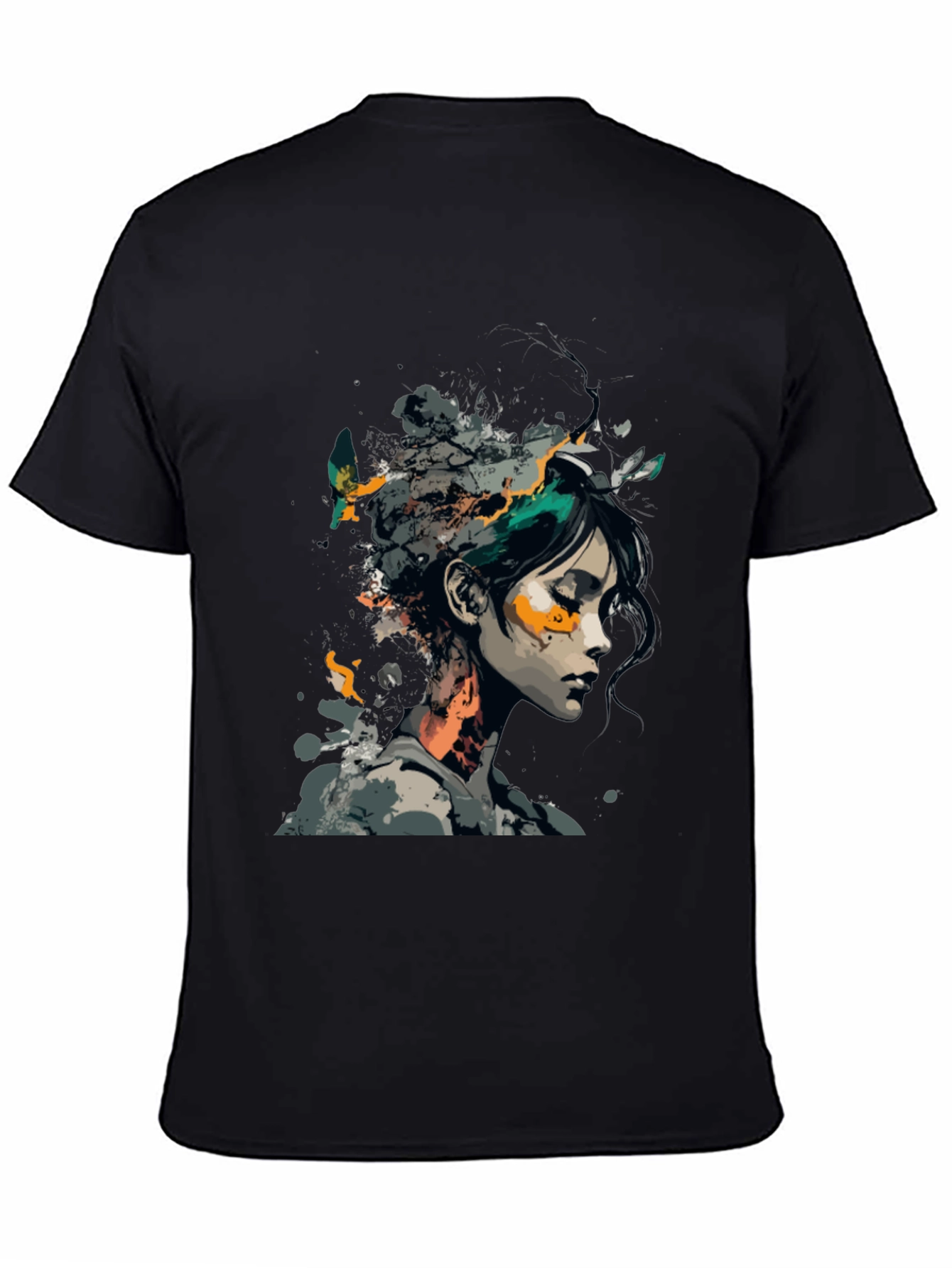 Artistic Woman Graphic Black T-Shirt