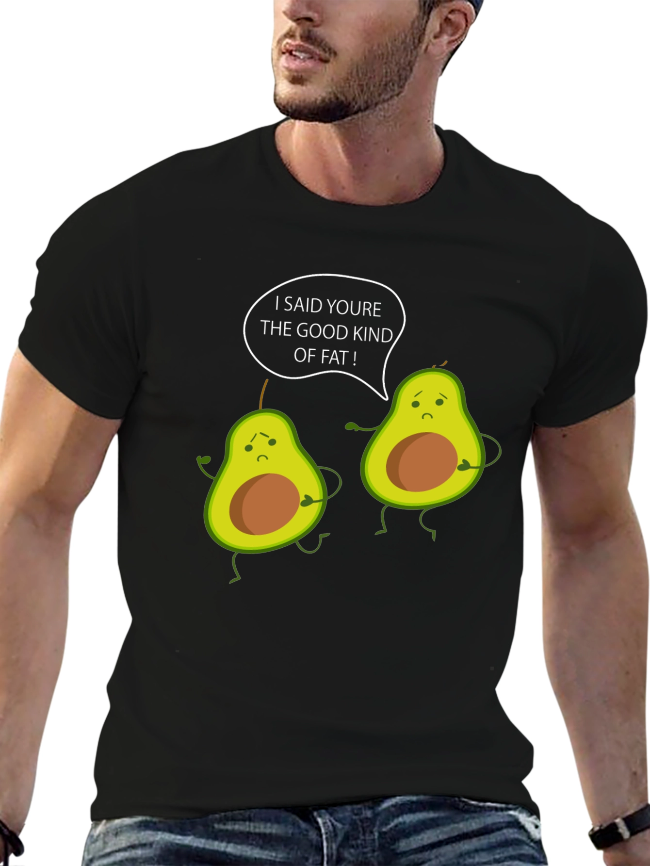 Funny Avocado Good Kind of Fat Graphic T-Shirt