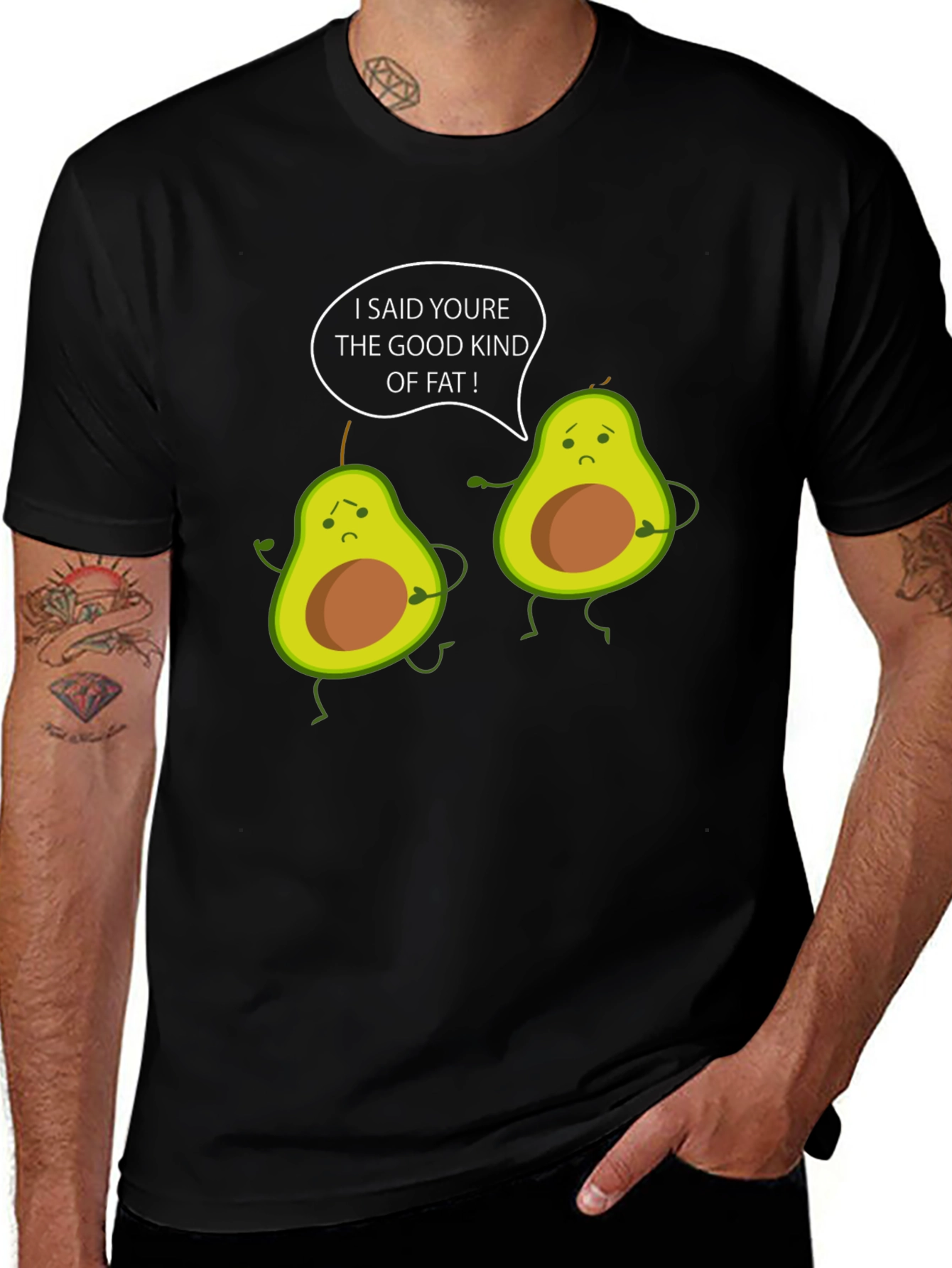 Funny Avocado Good Kind of Fat Graphic T-Shirt