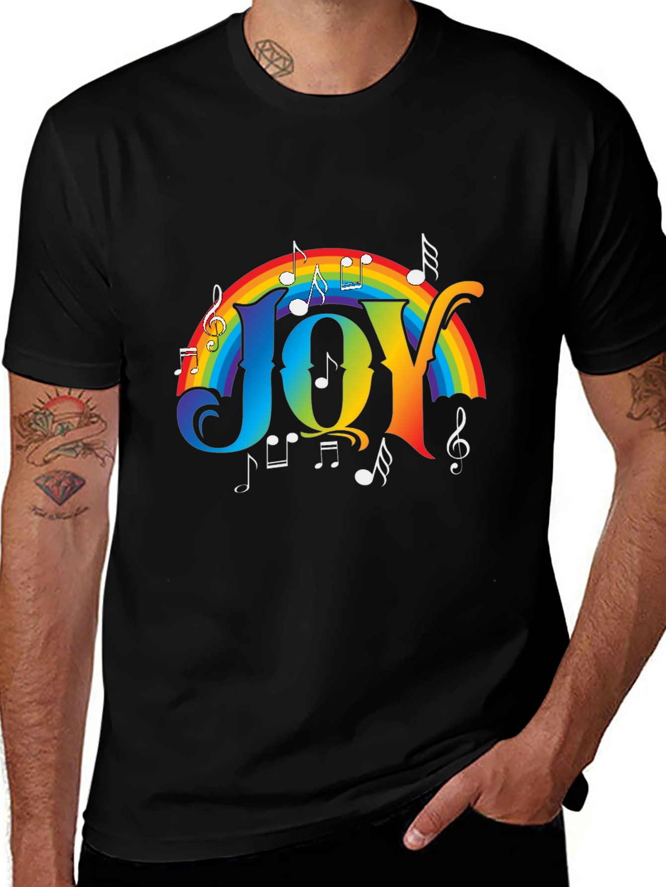 Joy Rainbow Music Notes Graphic T-Shirt