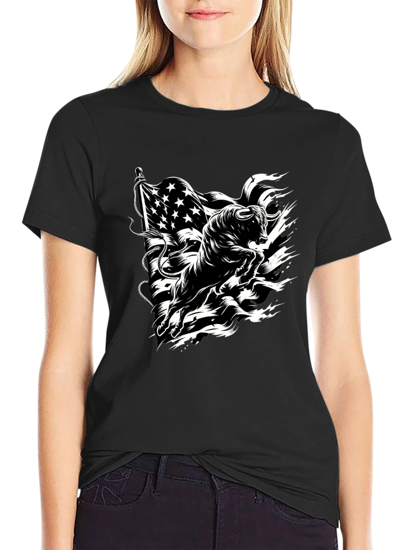 American Bull Graphic Tee - Black Cotton Blend