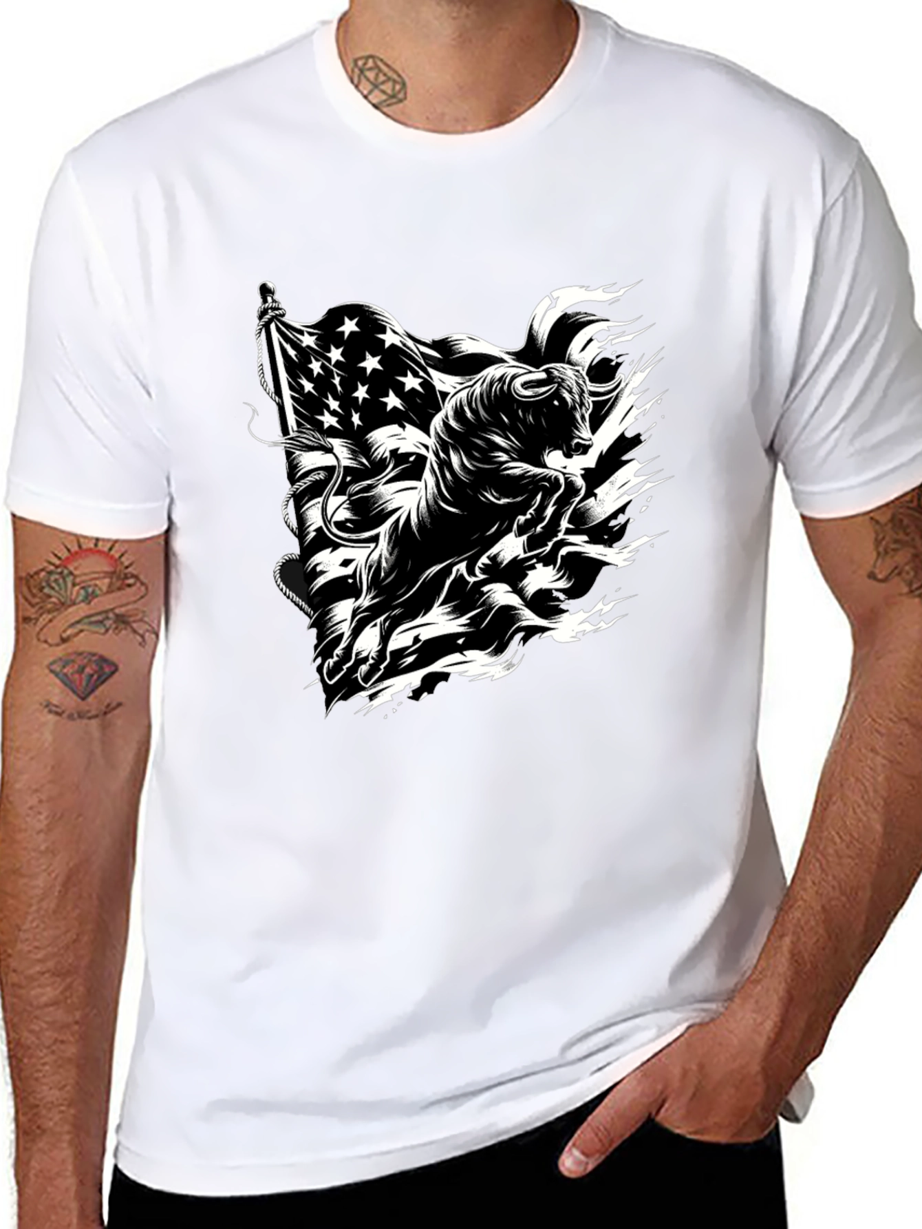 American Bull Graphic Tee - Black Cotton Blend