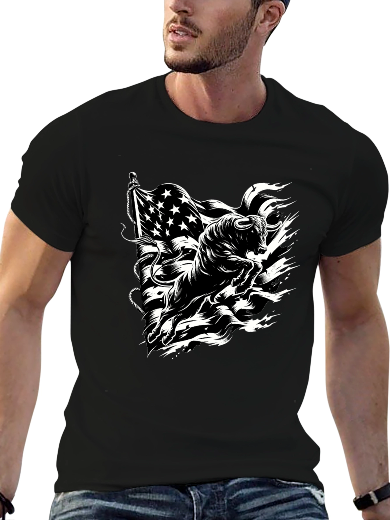 American Bull Graphic Tee - Black Cotton Blend