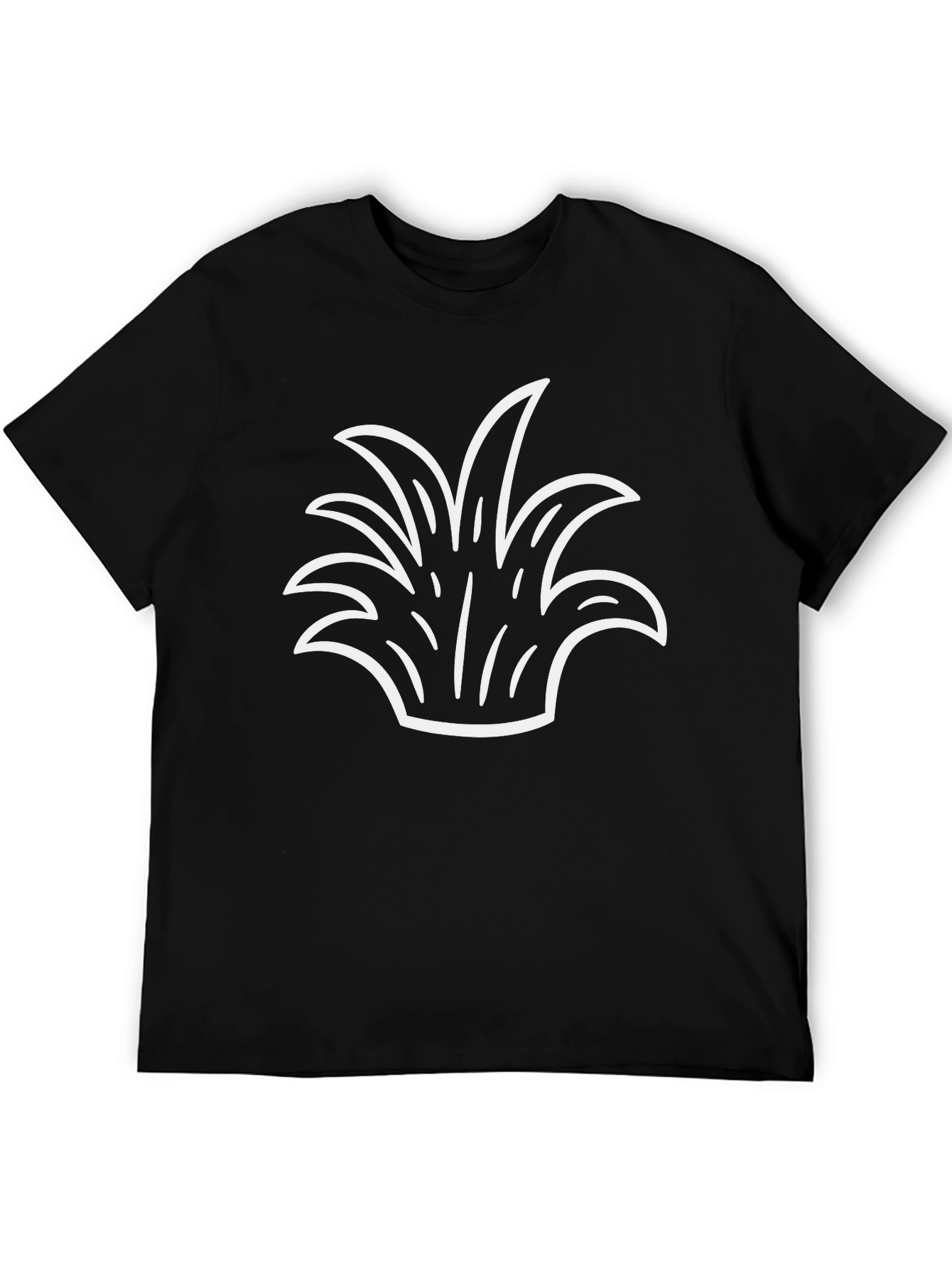 Mens Black T-Shirt with White Grass Graphic
