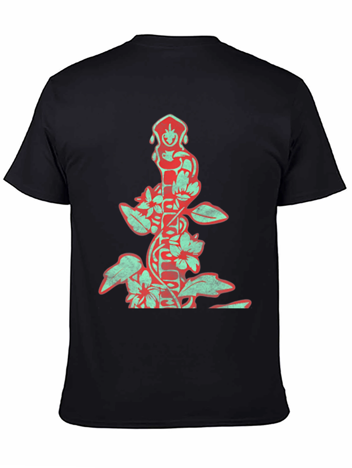 Floral Monkey Graphic Black T-Shirt