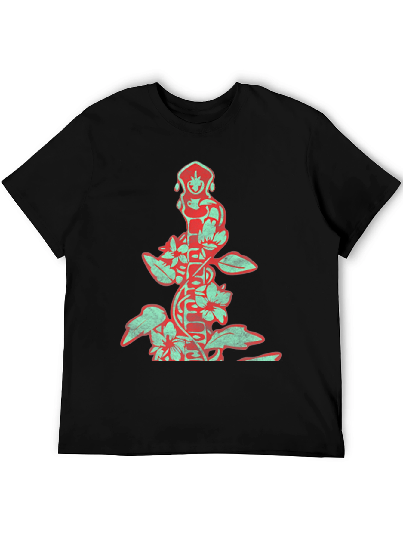 Floral Monkey Graphic Black T-Shirt