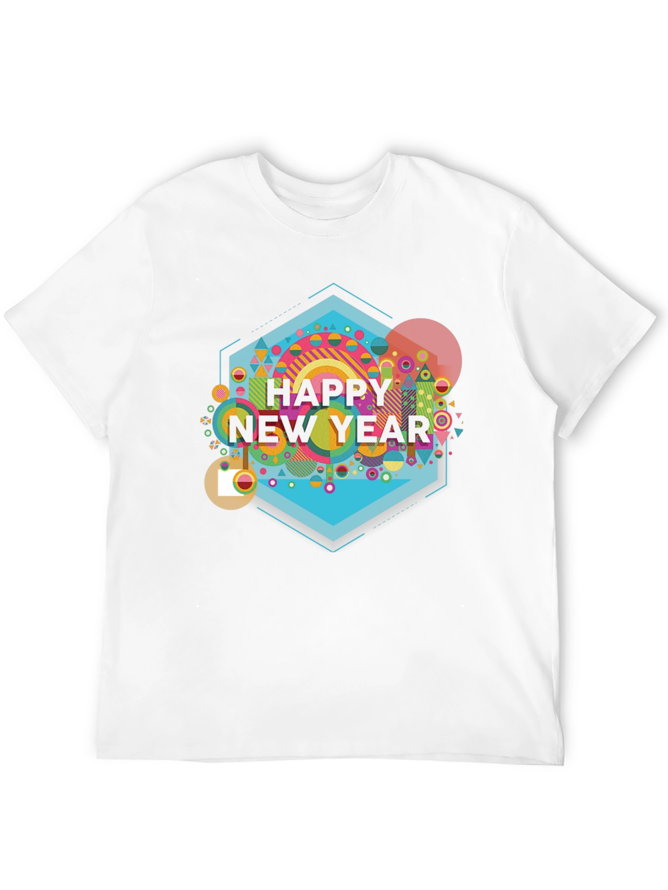 Happy New Year Graphic Print Black T-Shirt