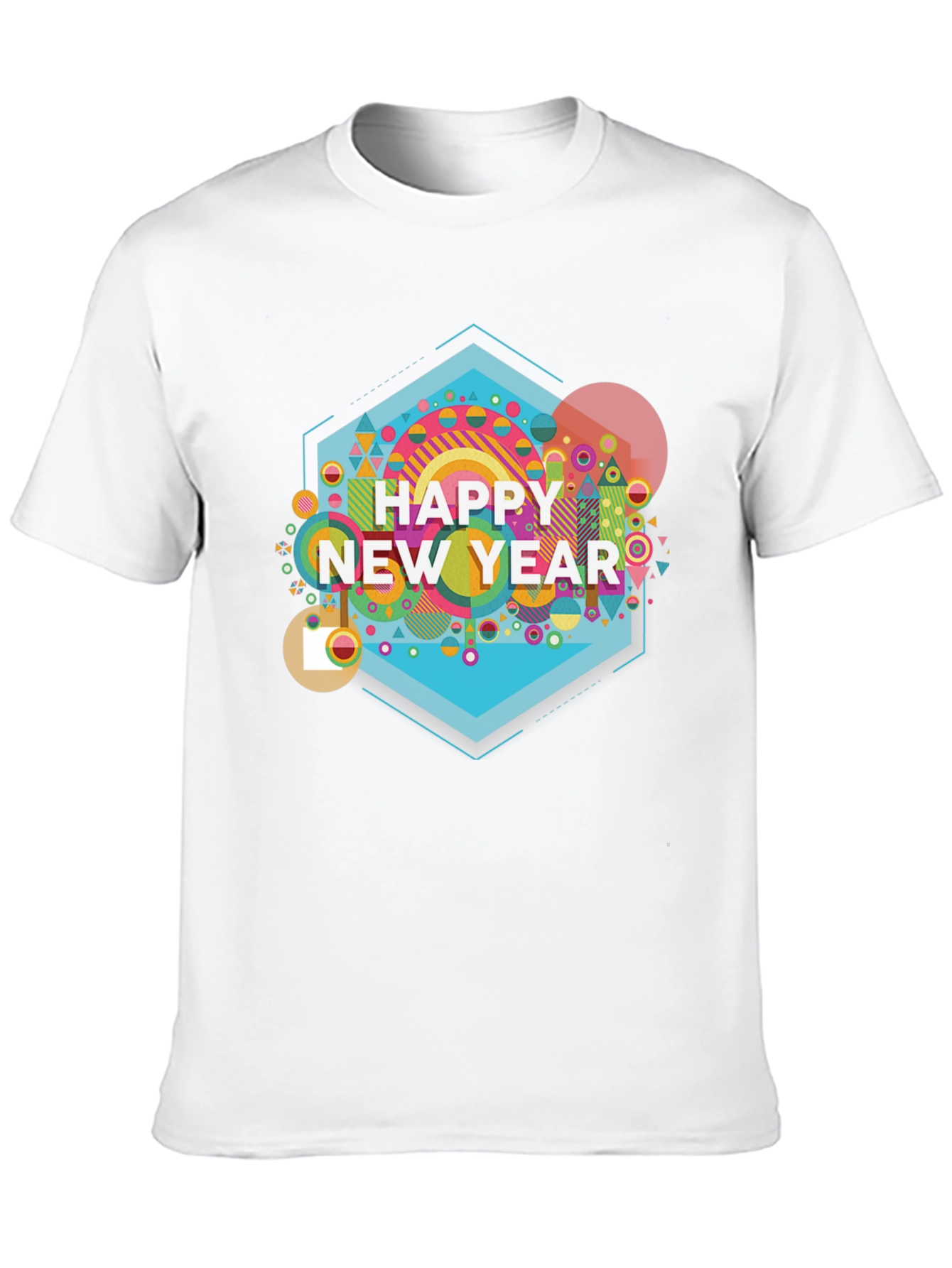 Happy New Year Graphic Print Black T-Shirt