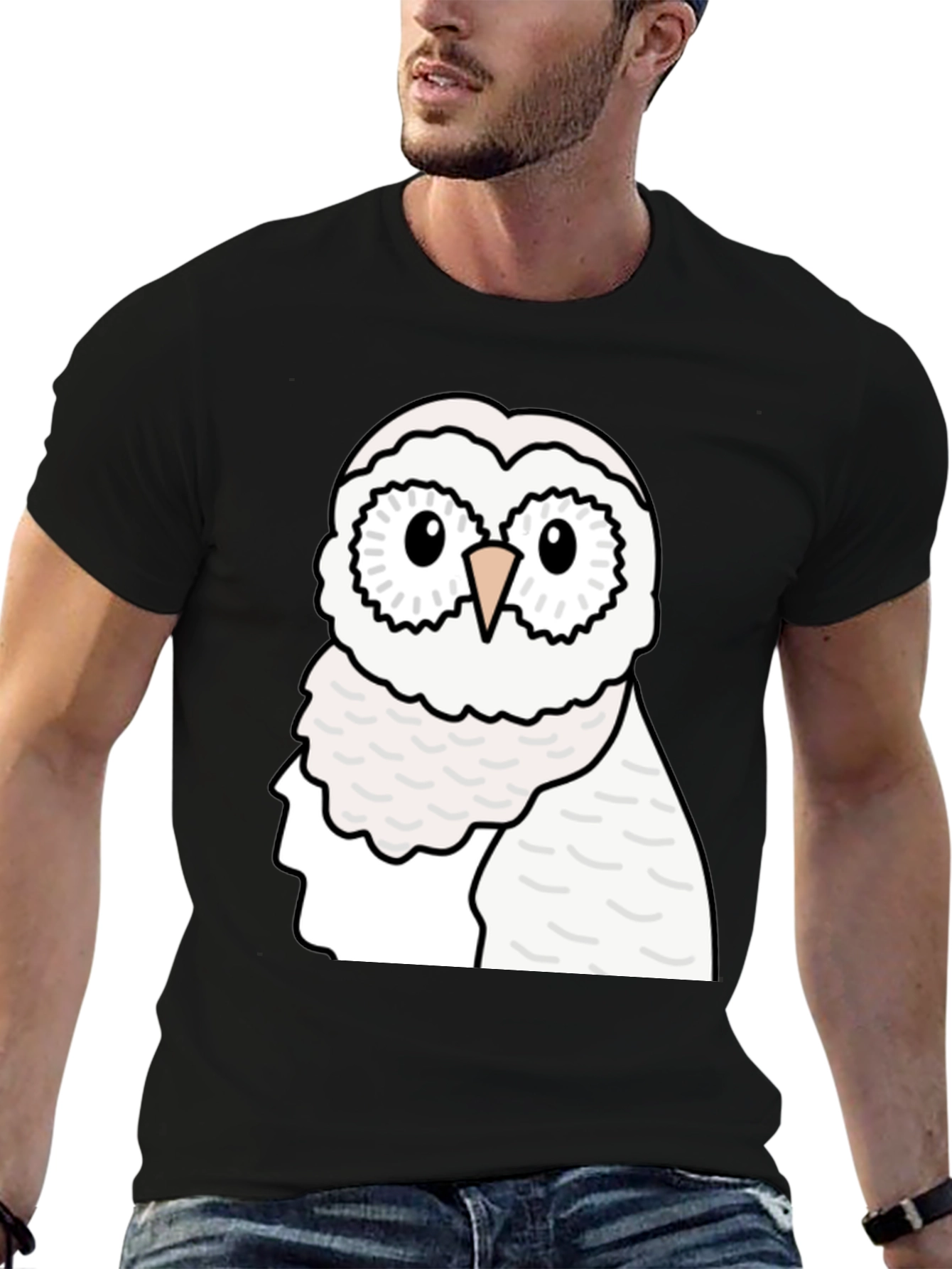 Owl Graphic Tee - Mens Black Cotton T-Shirt