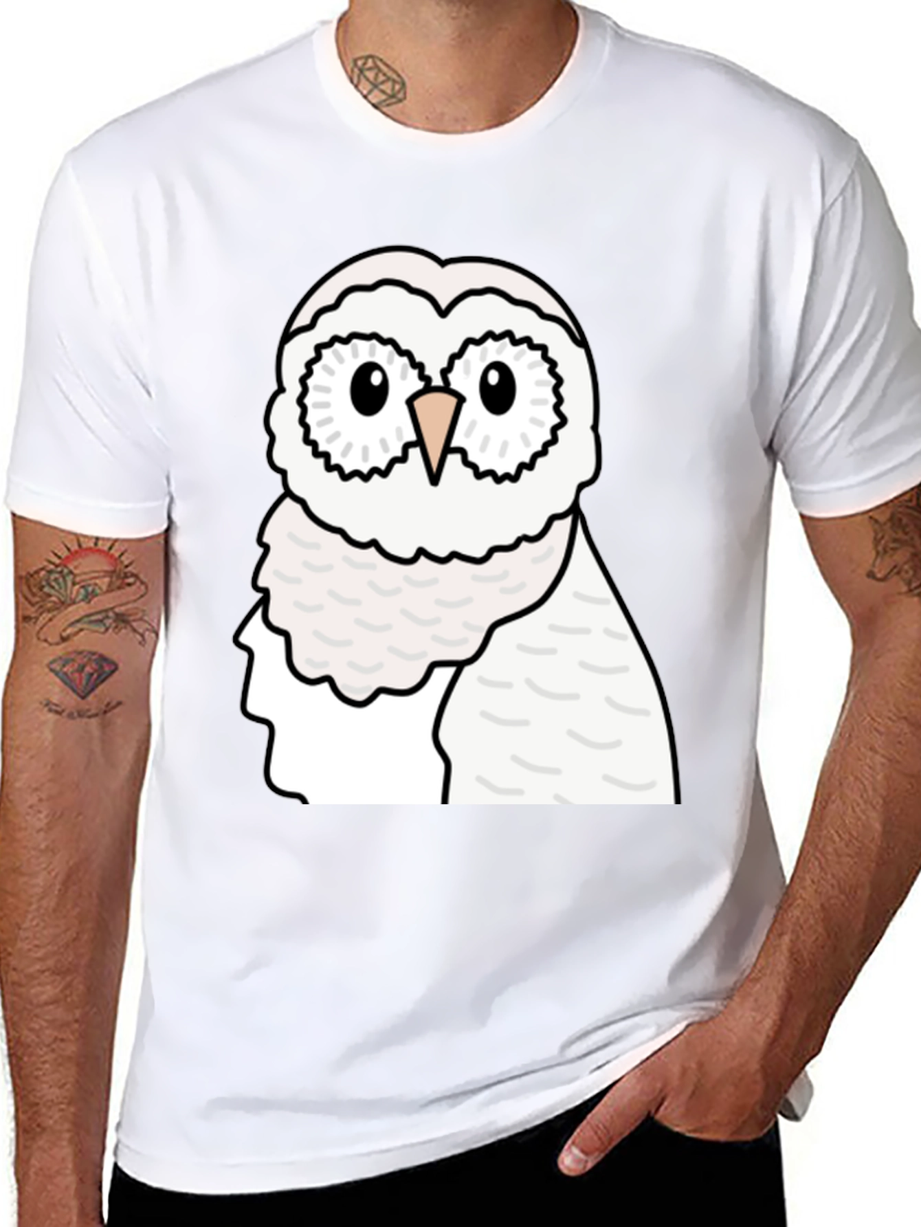 Owl Graphic Tee - Mens Black Cotton T-Shirt