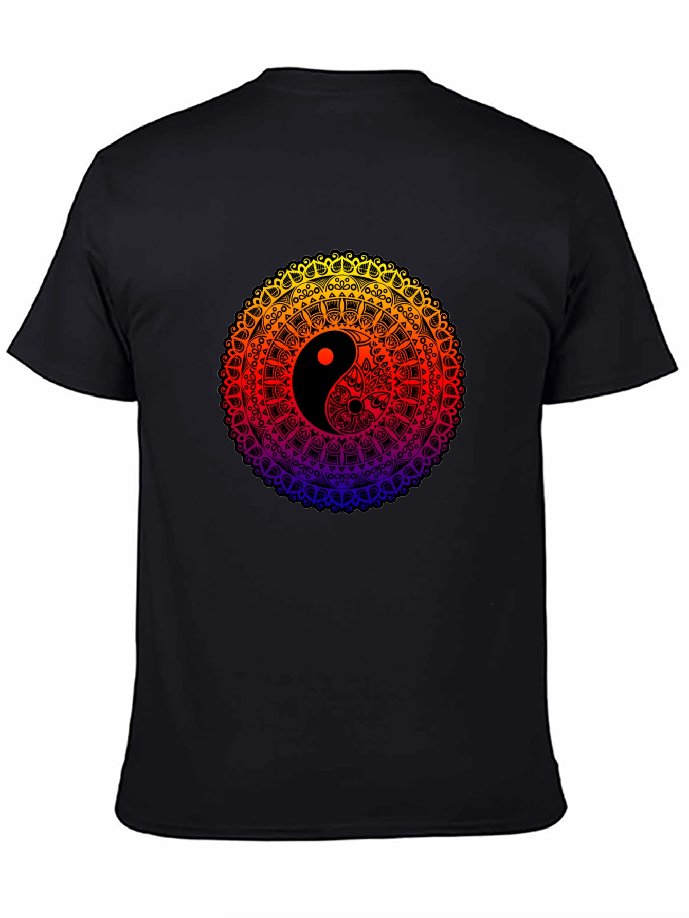 Yin Yang Mandala Graphic Black T-Shirt