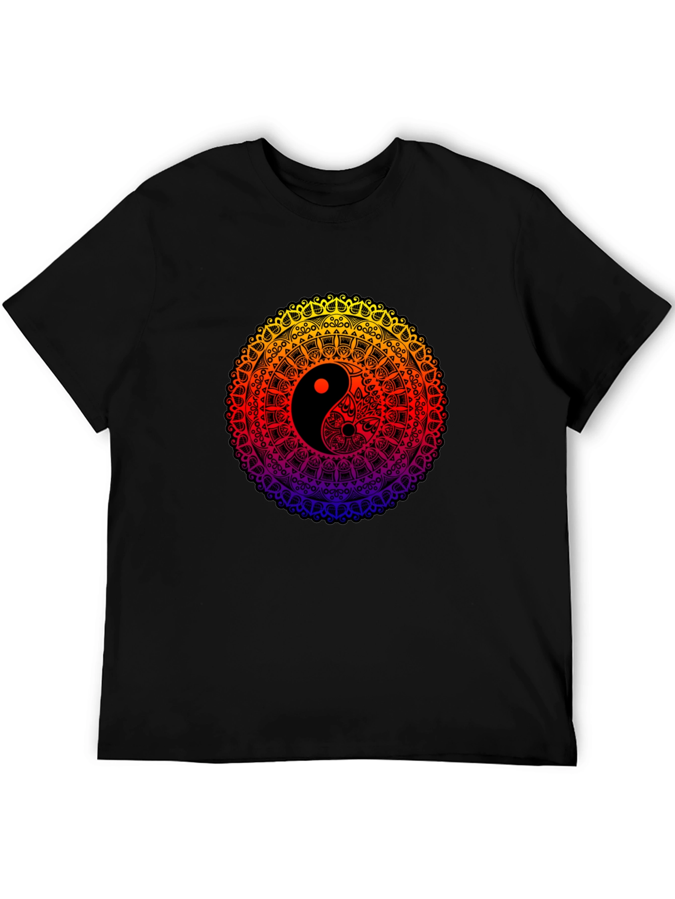Yin Yang Mandala Graphic Black T-Shirt