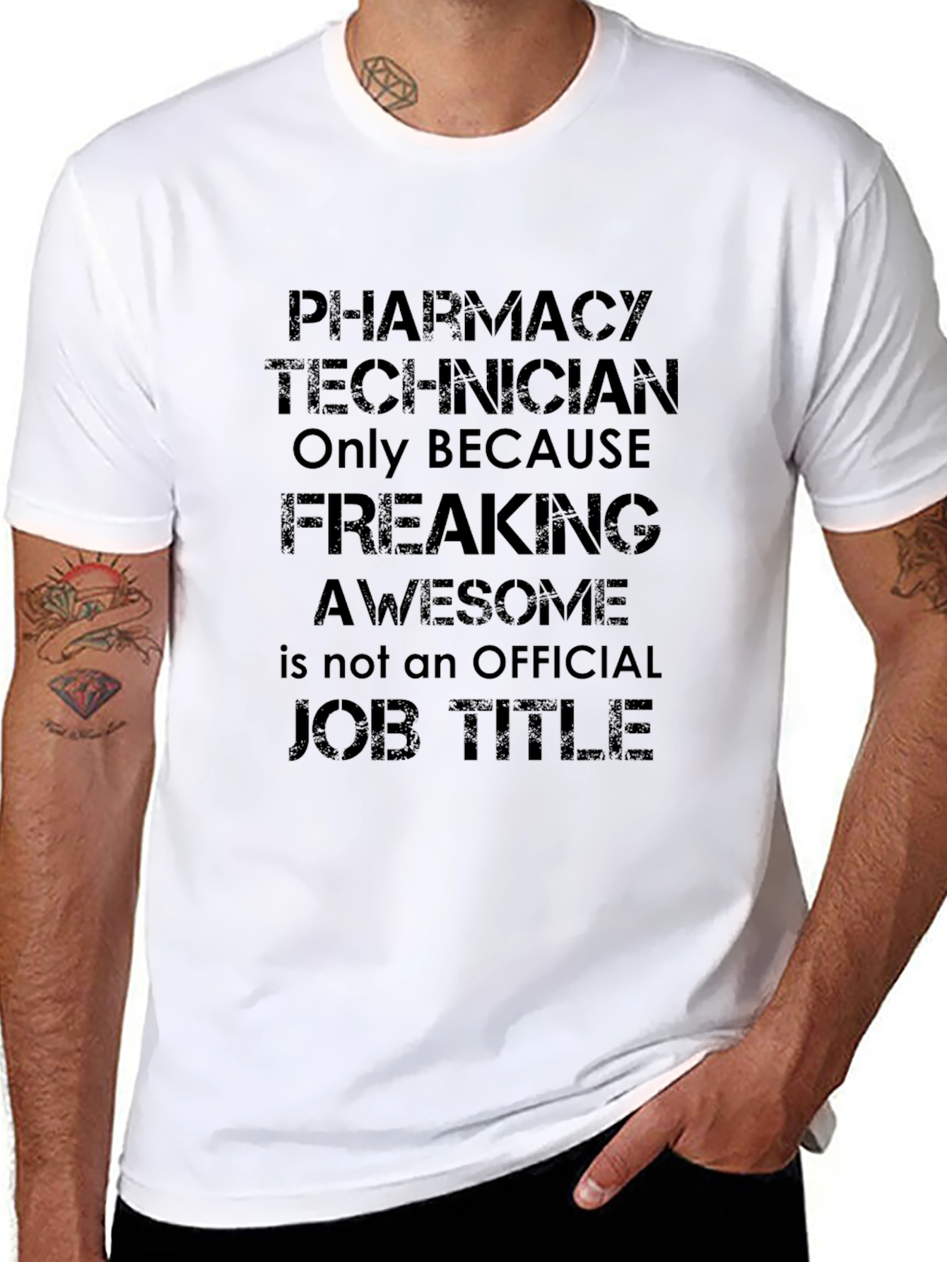 Pharmacy Technician Freaking Awesome Job Title Black T-Shirt