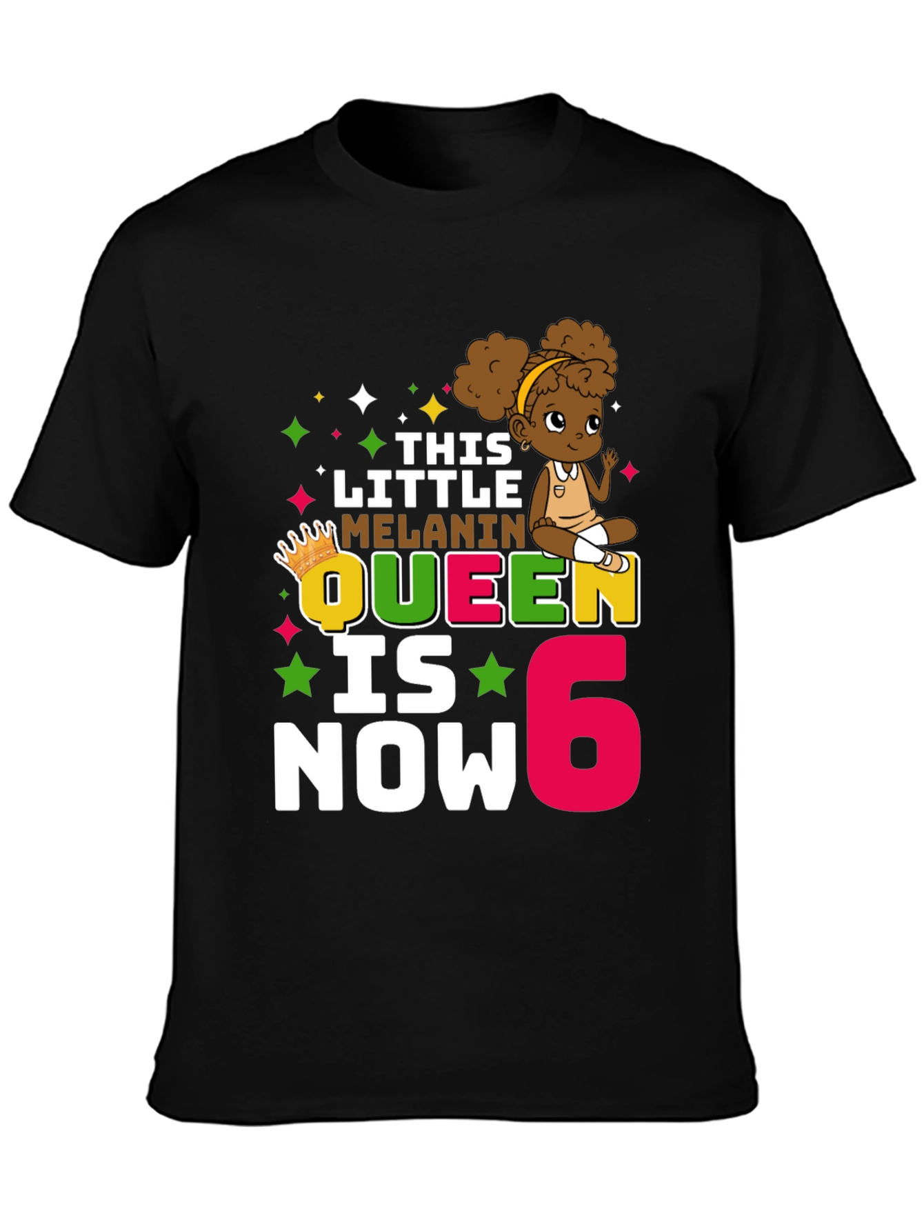 Melanin Queen 6th Birthday T-Shirt