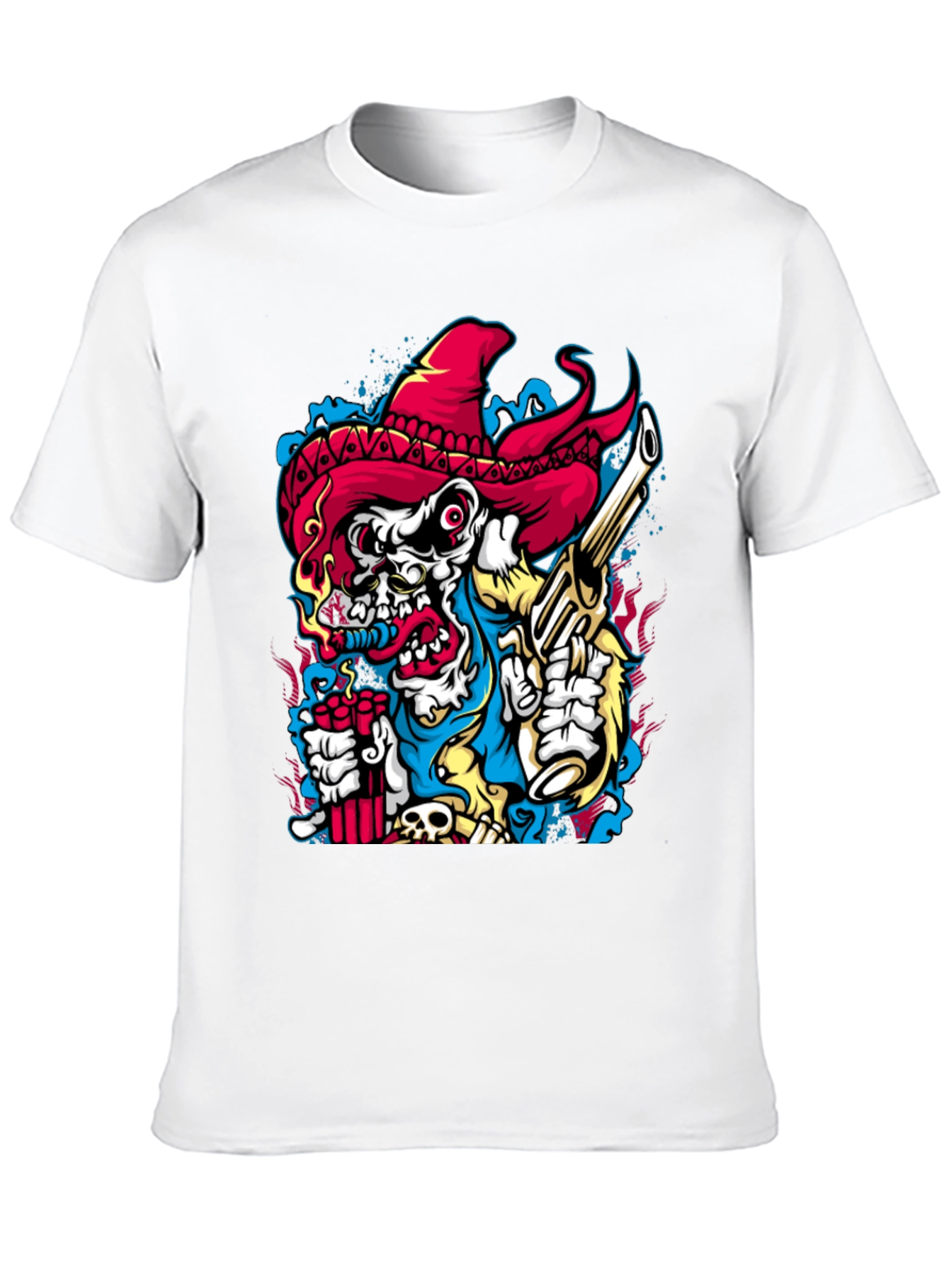 Cartoon Skull Graphic Print Crew Neck T-Shirt