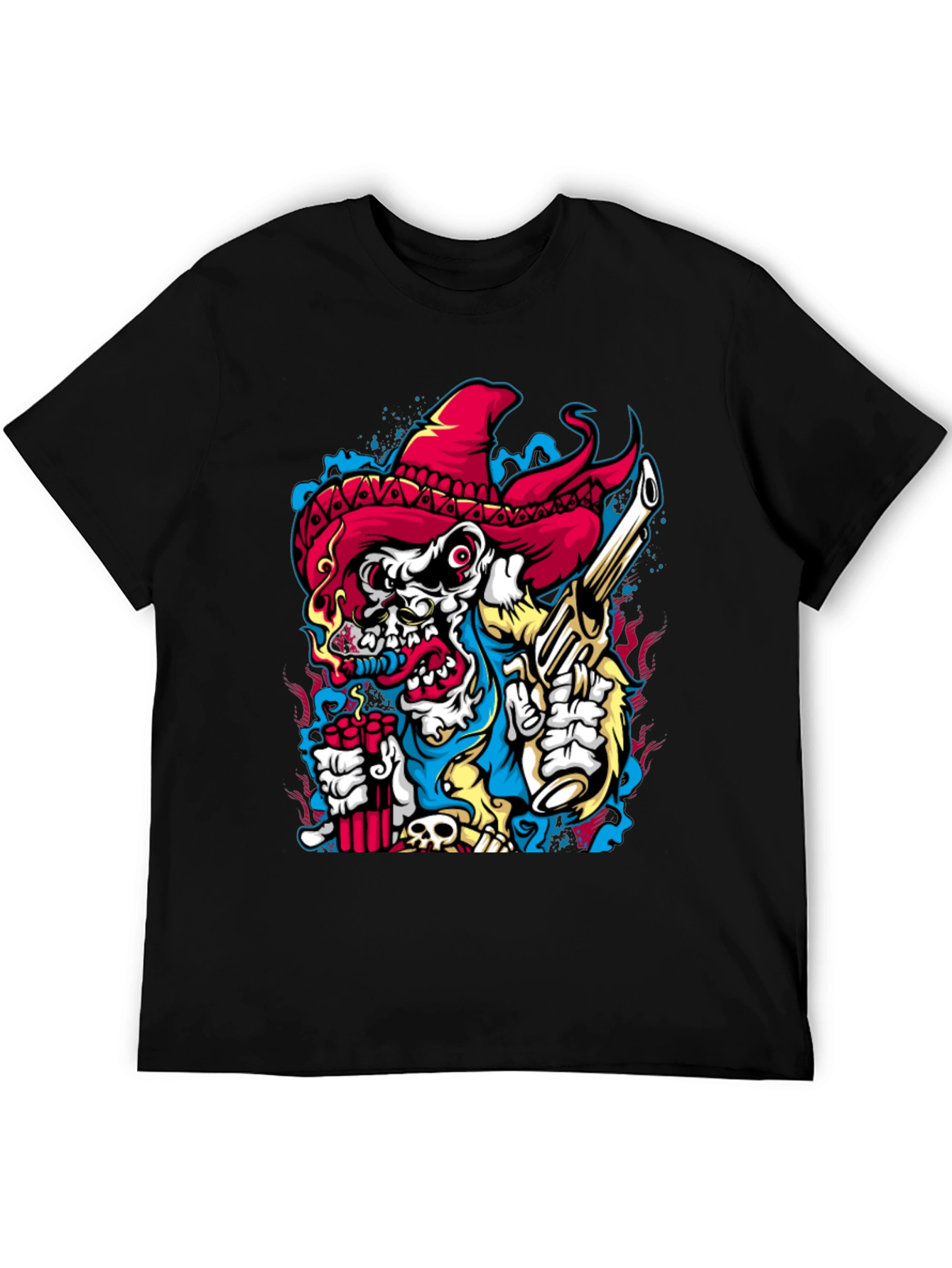 Cartoon Skull Graphic Print Crew Neck T-Shirt