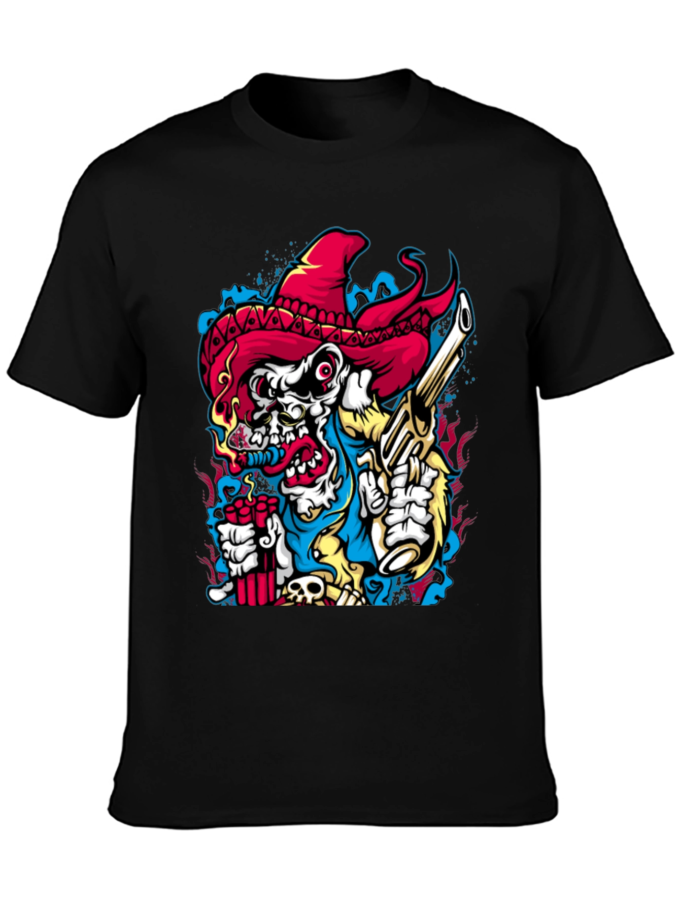 Cartoon Skull Graphic Print Crew Neck T-Shirt