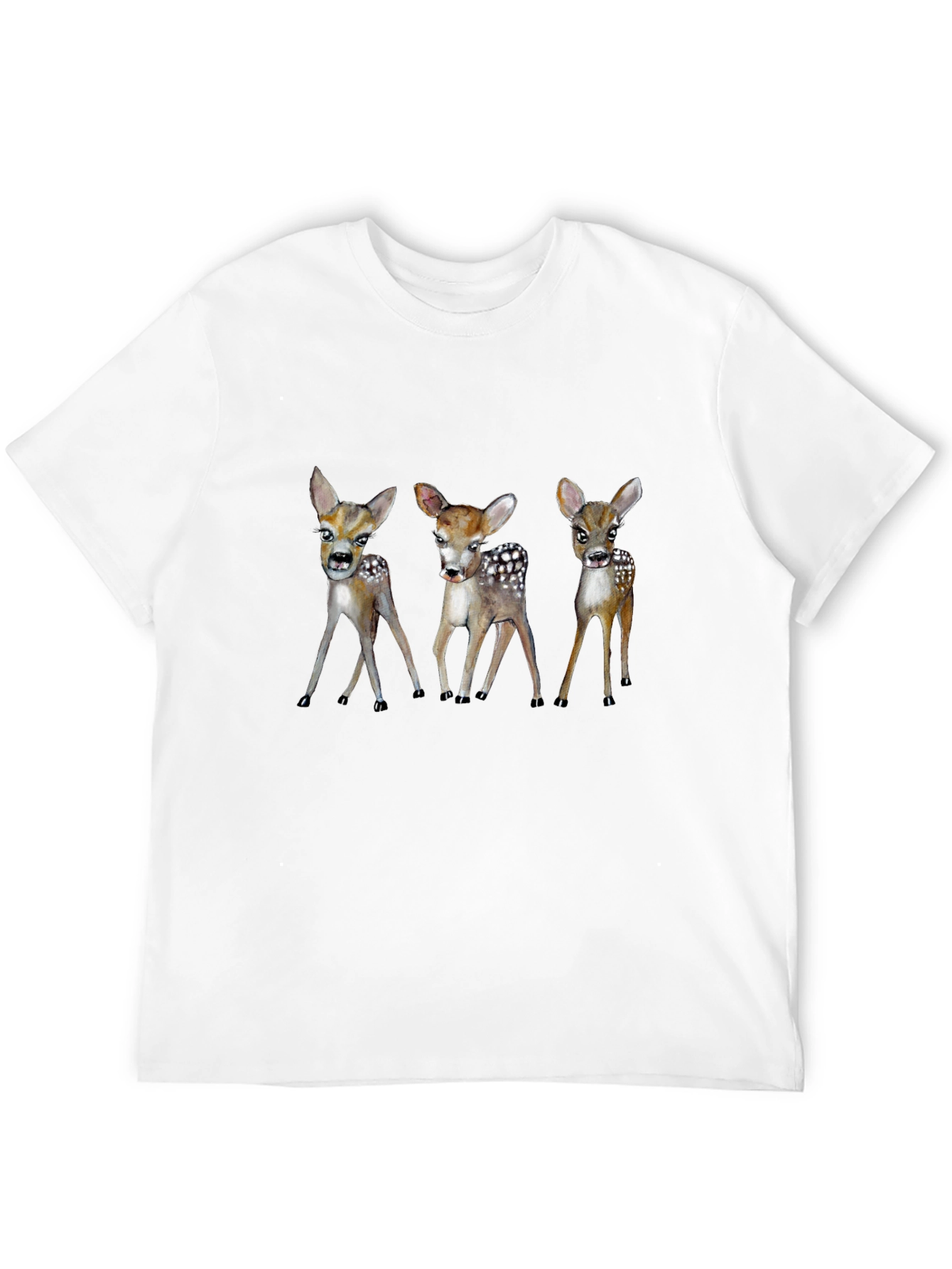 Whimsical Deer Trio Graphic Tee - Black