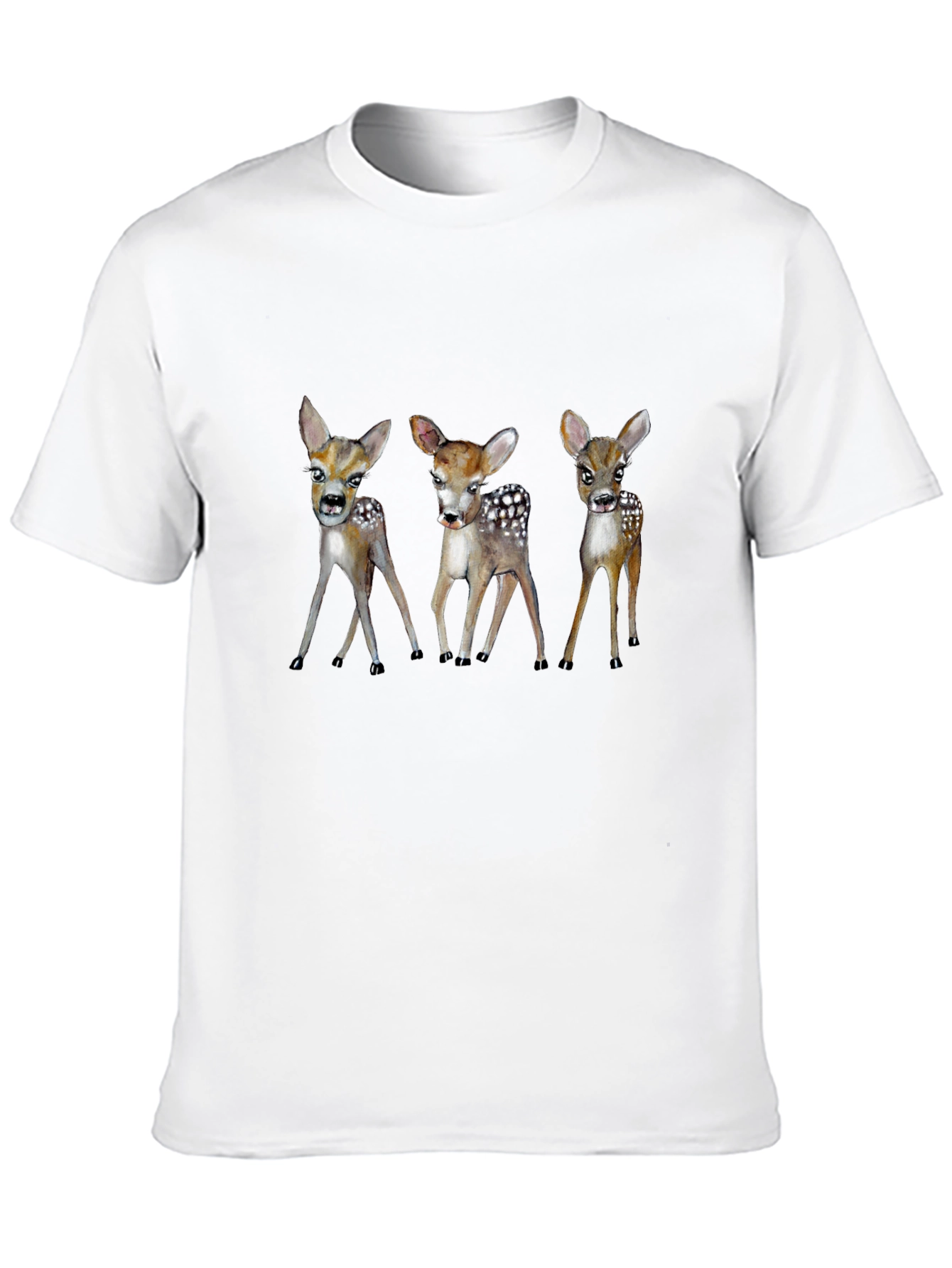 Whimsical Deer Trio Graphic Tee - Black