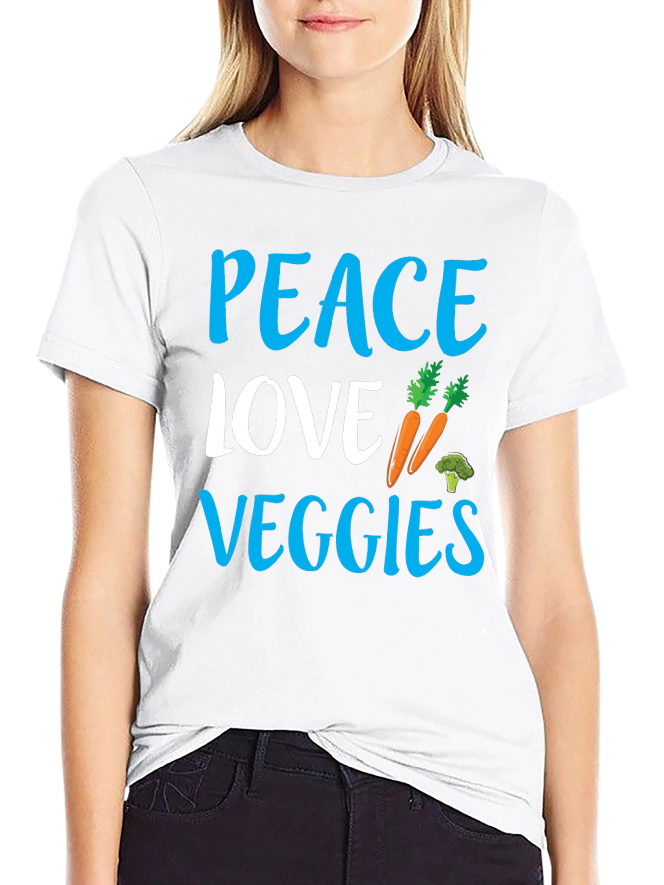 Peace Love Veggies Black Graphic Tee