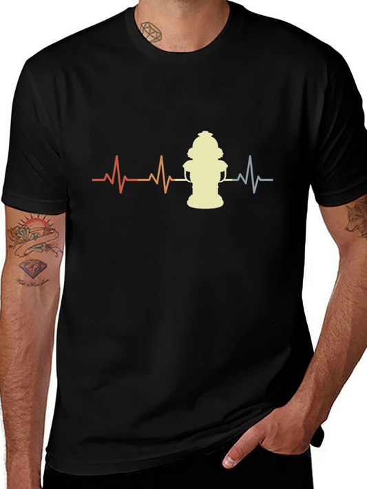Fire Hydrant Heartbeat T-Shirt - Black