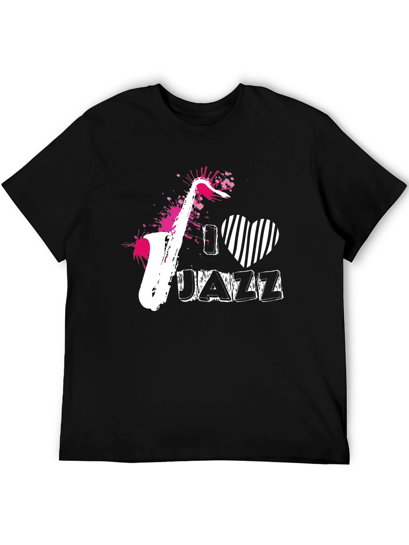 I Love Jazz Saxophone Black T-Shirt