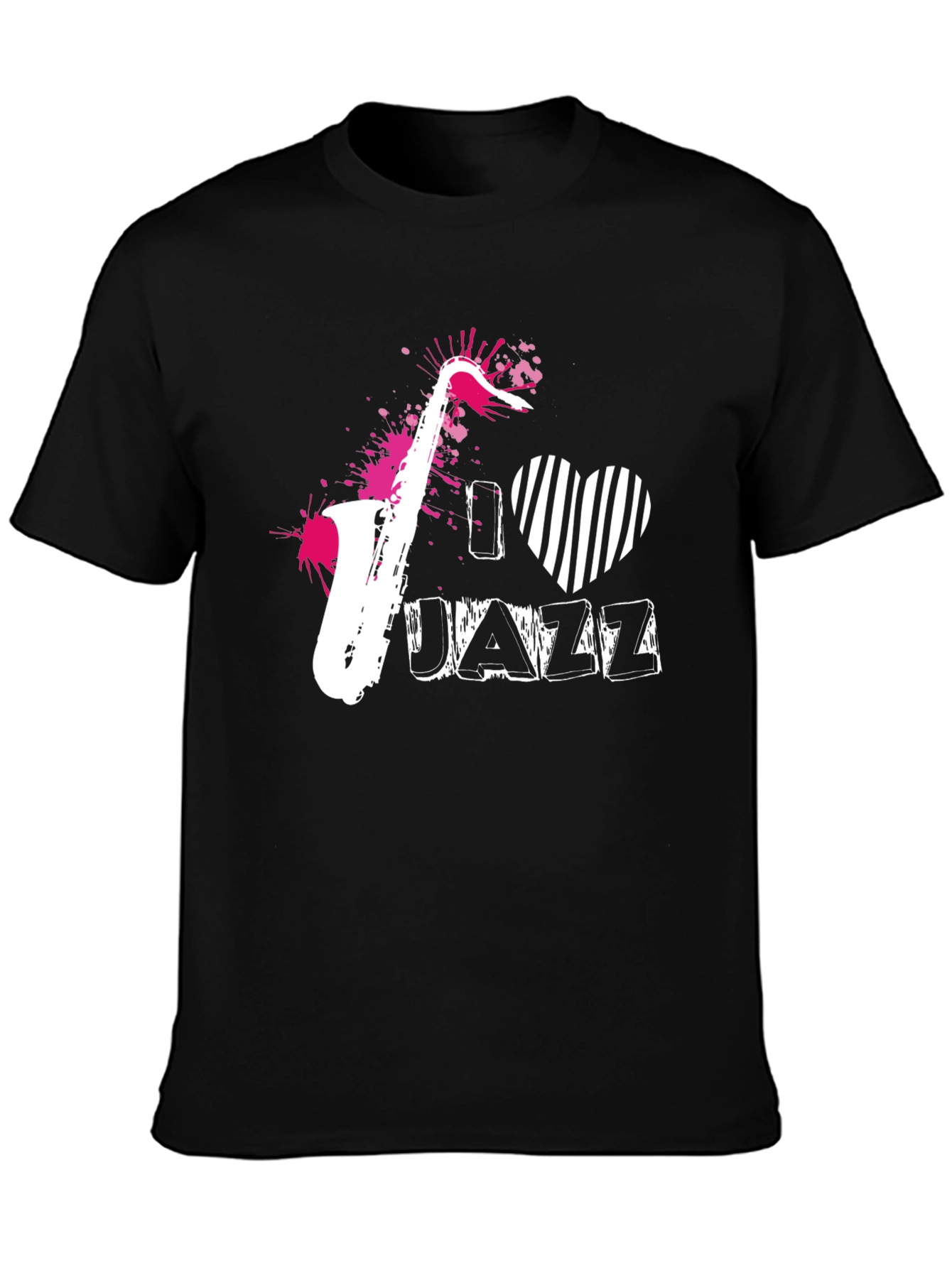 I Love Jazz Saxophone Black T-Shirt