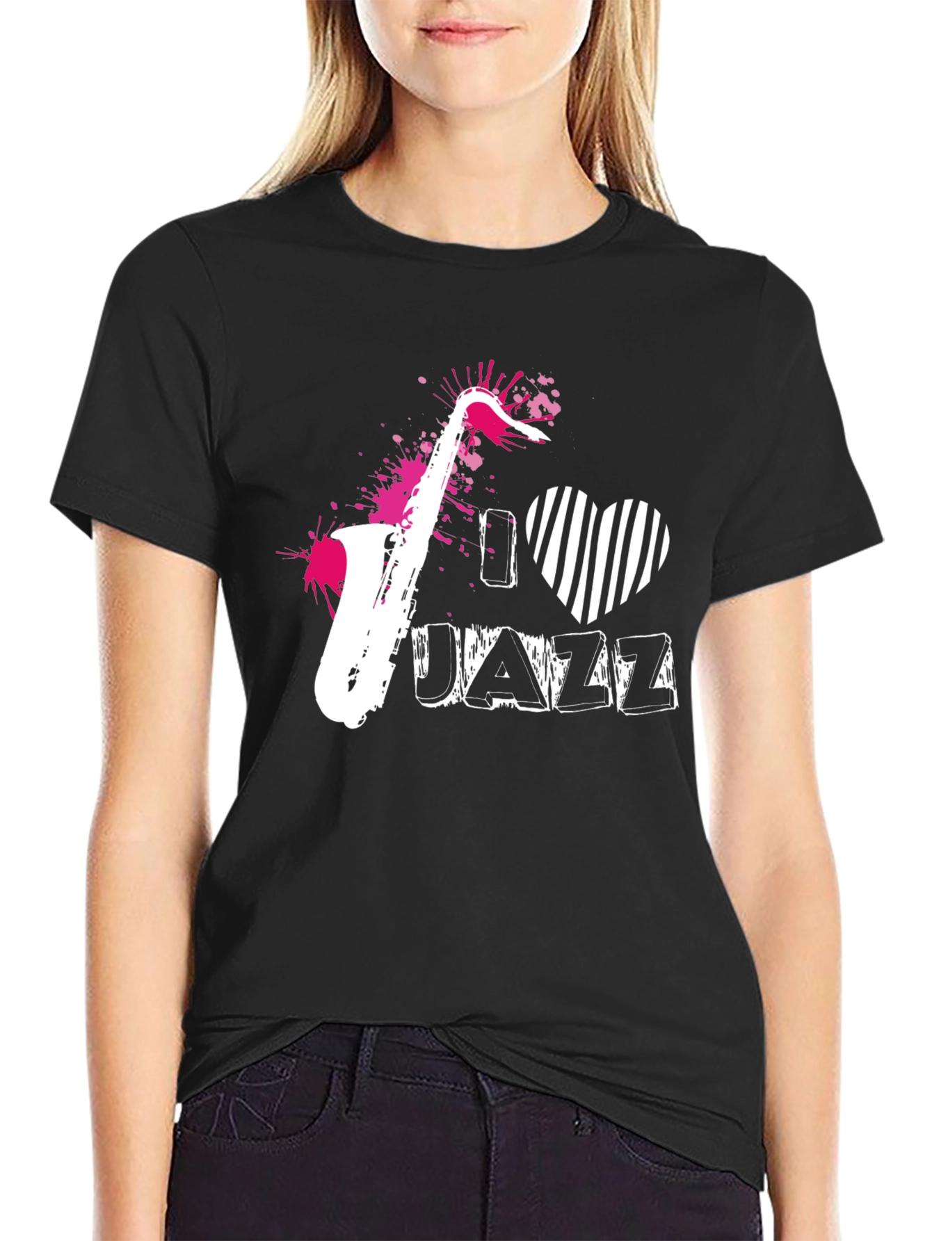 I Love Jazz Saxophone Black T-Shirt