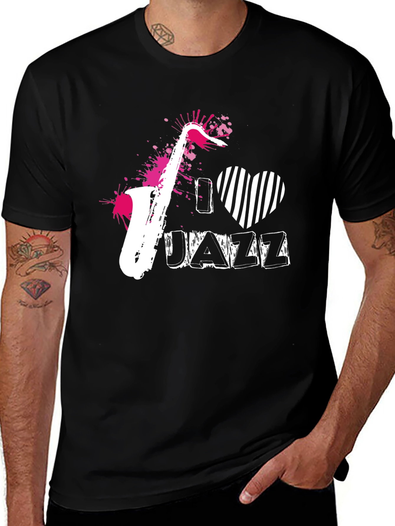 I Love Jazz Saxophone Black T-Shirt