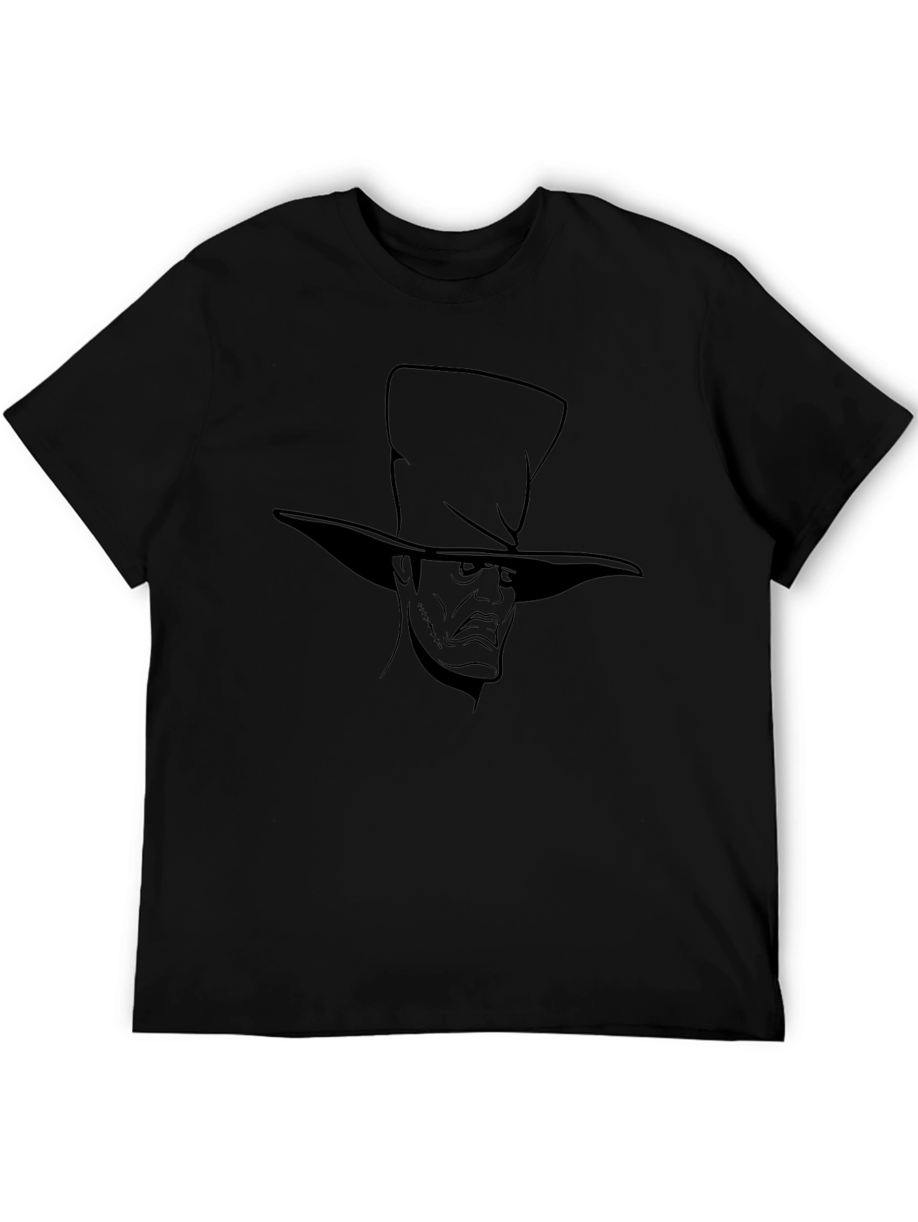 Mens Black T-Shirt with Mad Hatter Graphic