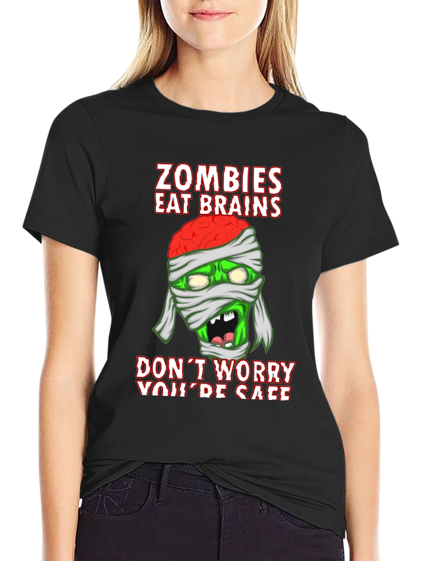 Zombies Eat Brains Halloween Graphic T-Shirt