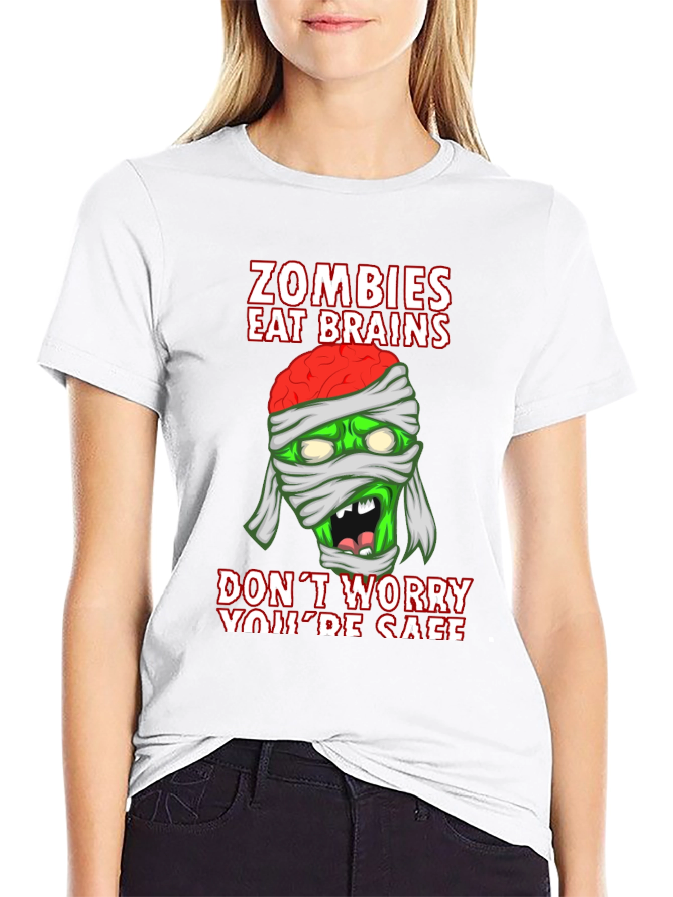 Zombies Eat Brains Halloween Graphic T-Shirt