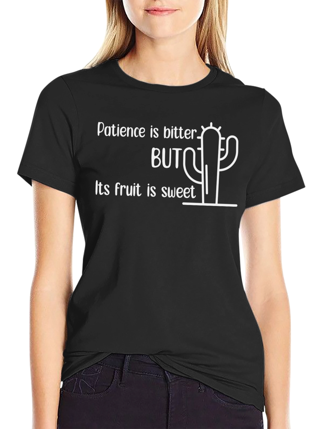 Patience is Bitter Cactus Graphic Tee - Black
