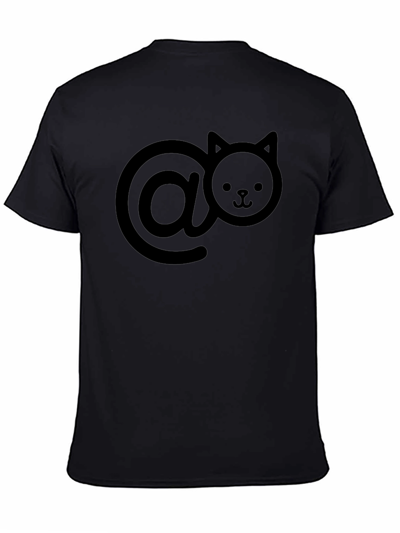 Cute Cat At Symbol T-Shirt - Black Casual Style