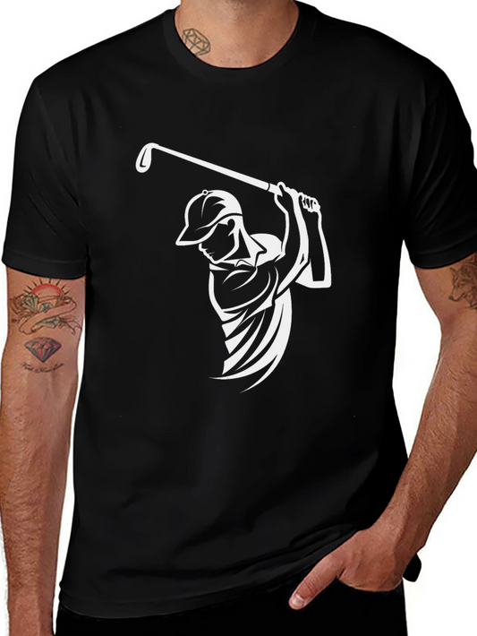 Golf Swing T-Shirt - Black Cotton Graphic Tee