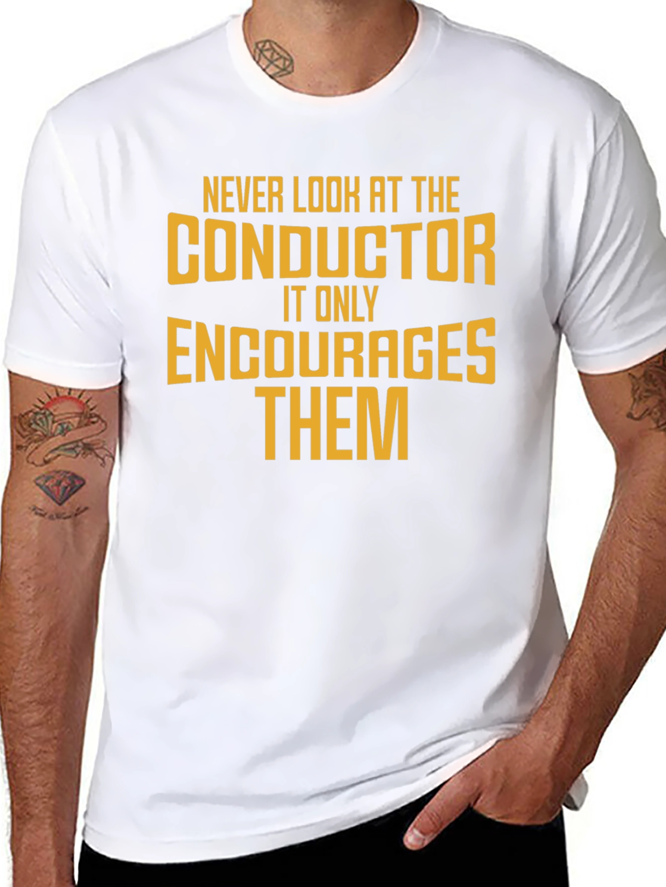 Conductor Humor Graphic T-Shirt - Black