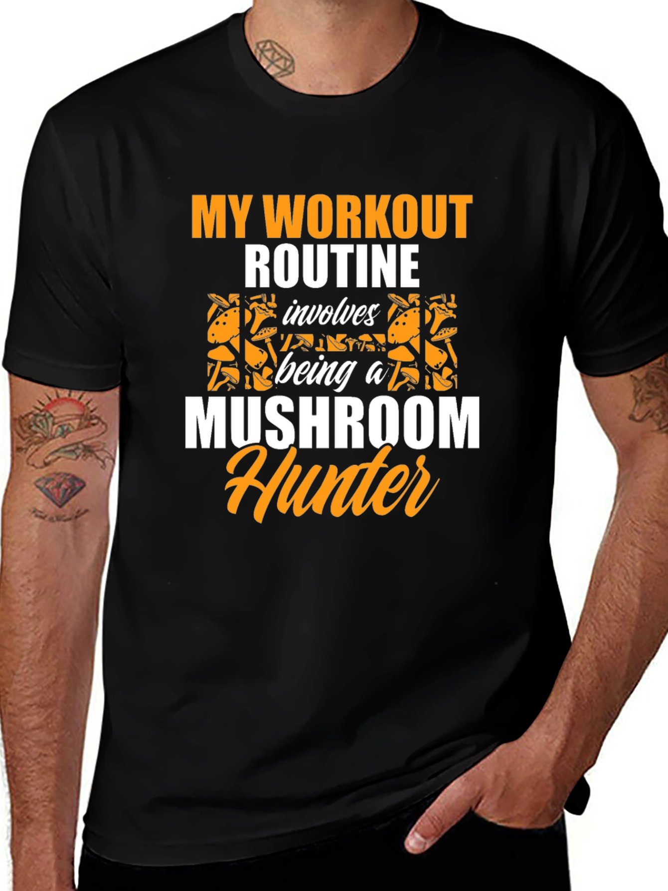 Mushroom Hunter Workout Routine Graphic Tee