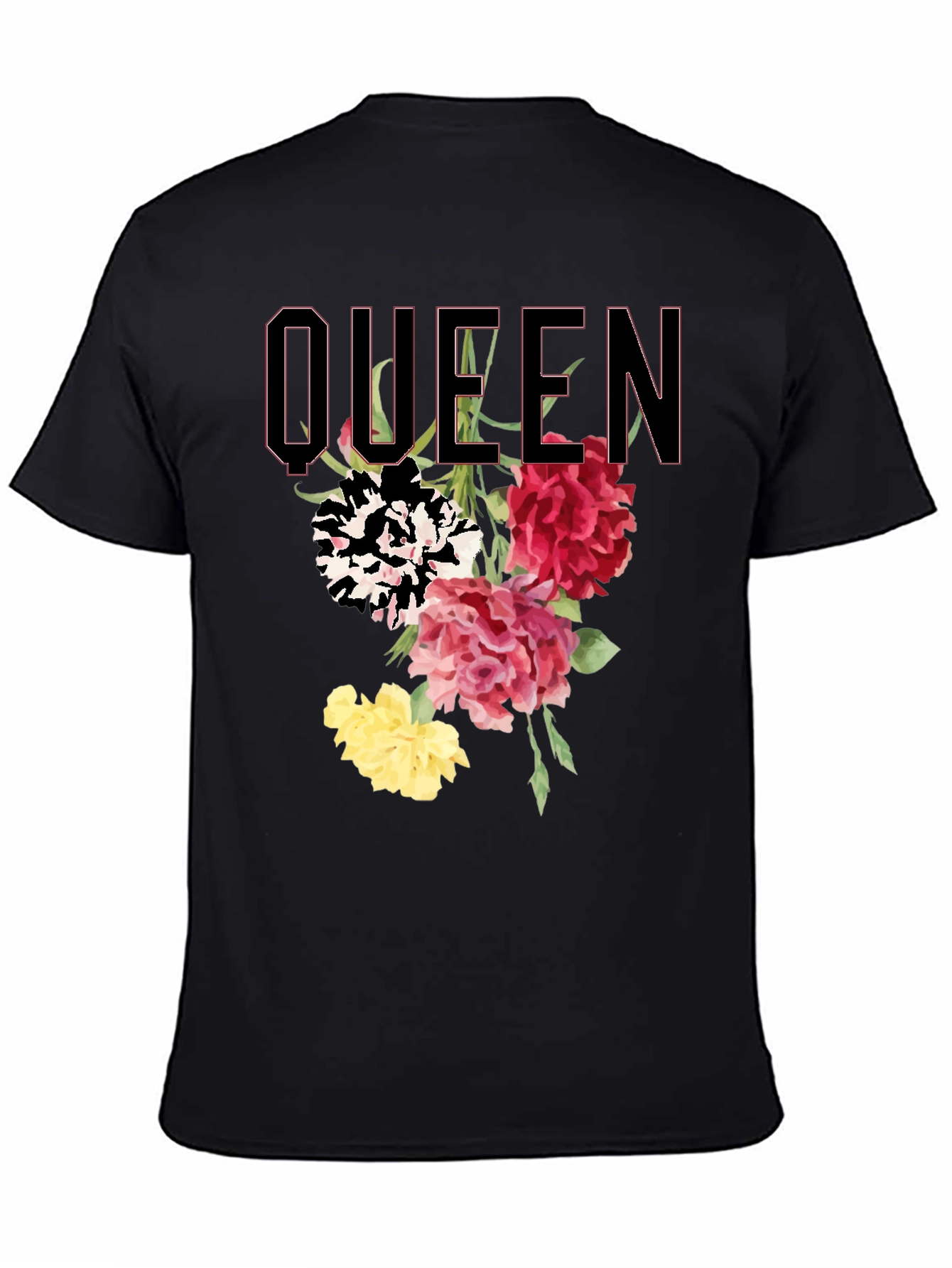 Queen Floral Print Black T-Shirt