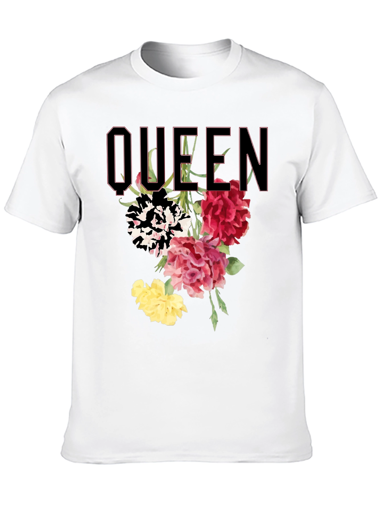 Queen Floral Print Black T-Shirt