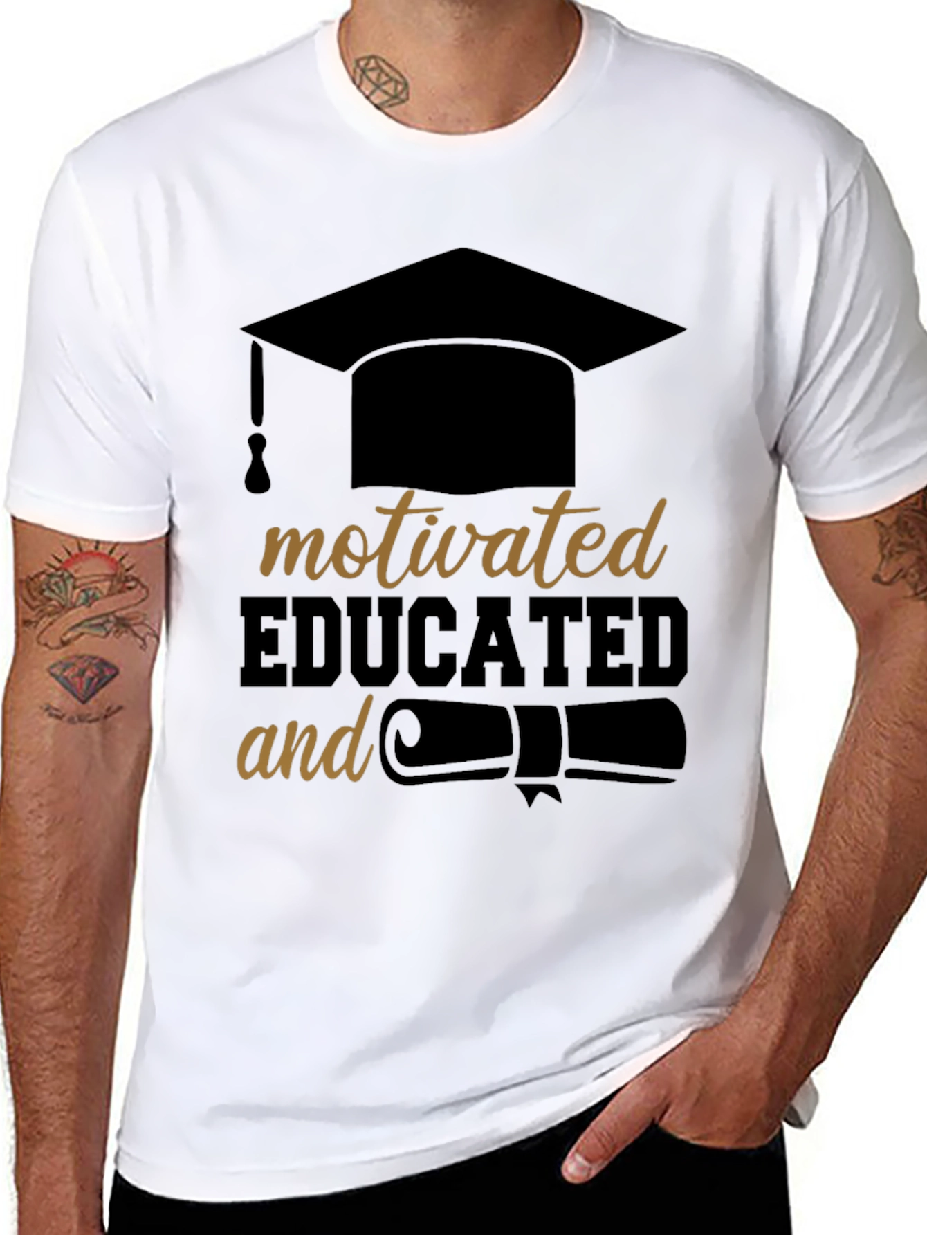 Motivated & Educated Black T-Shirt