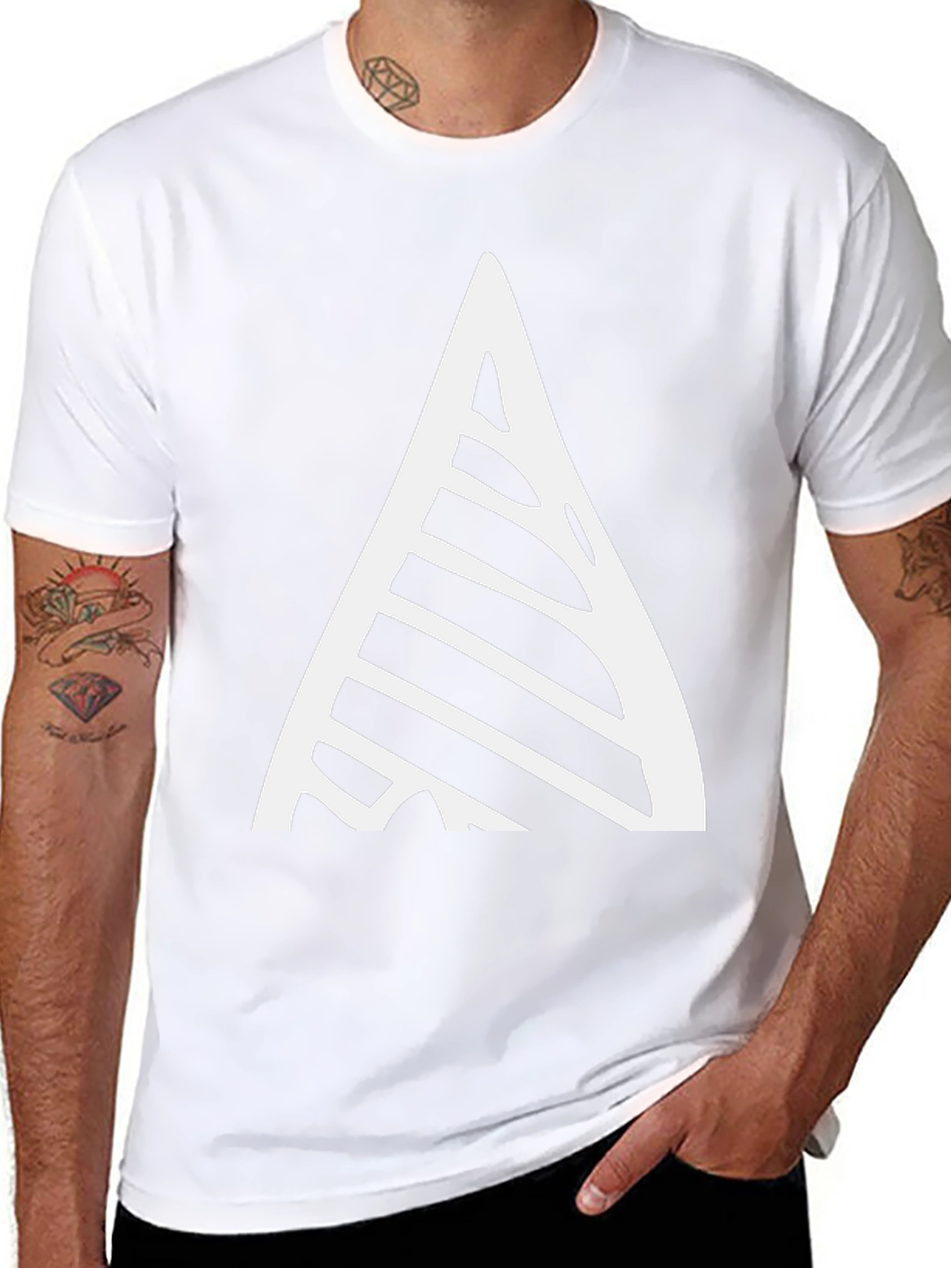 Modern Geometric Triangle T-Shirt - Black