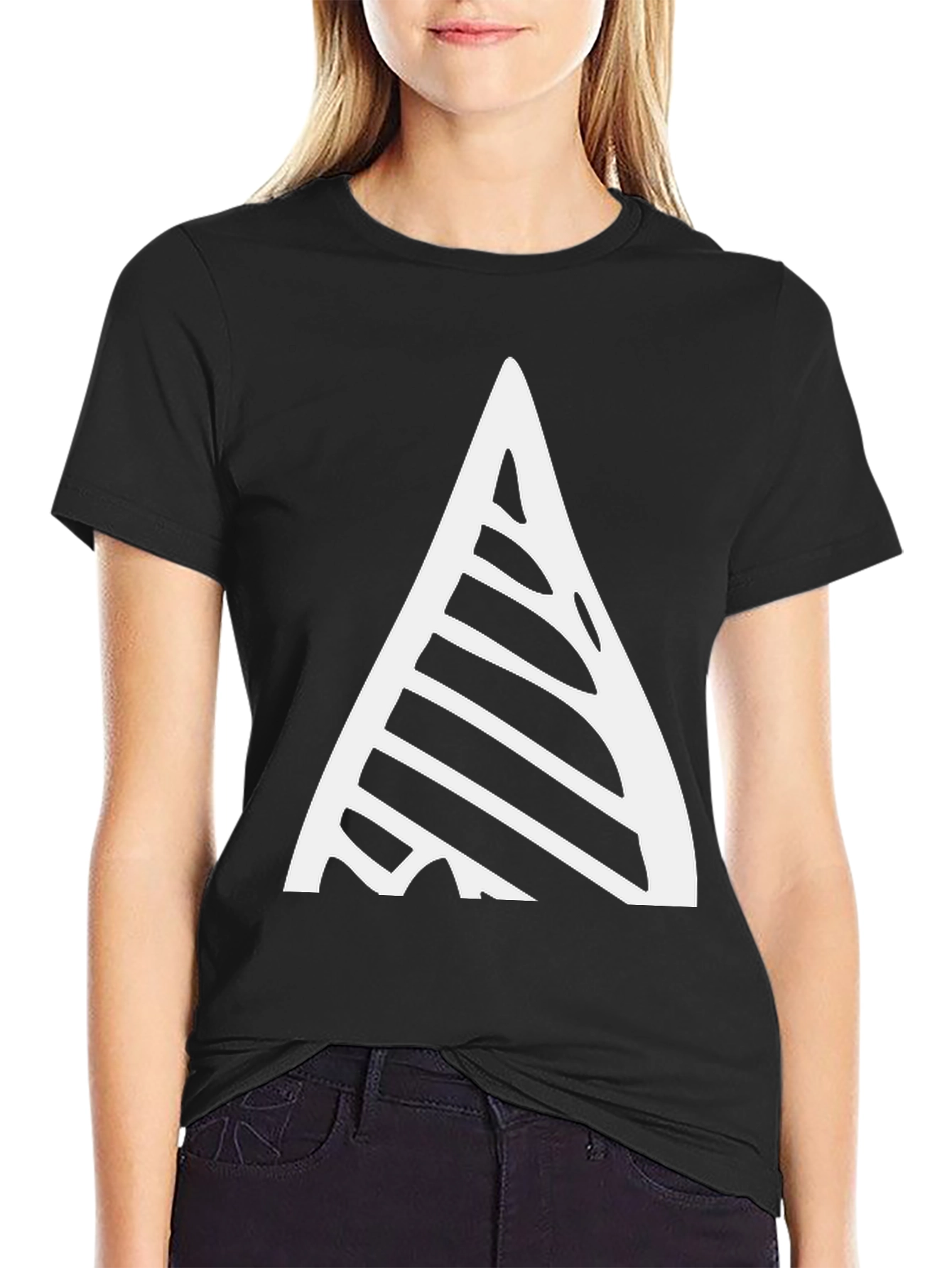 Modern Geometric Triangle T-Shirt - Black