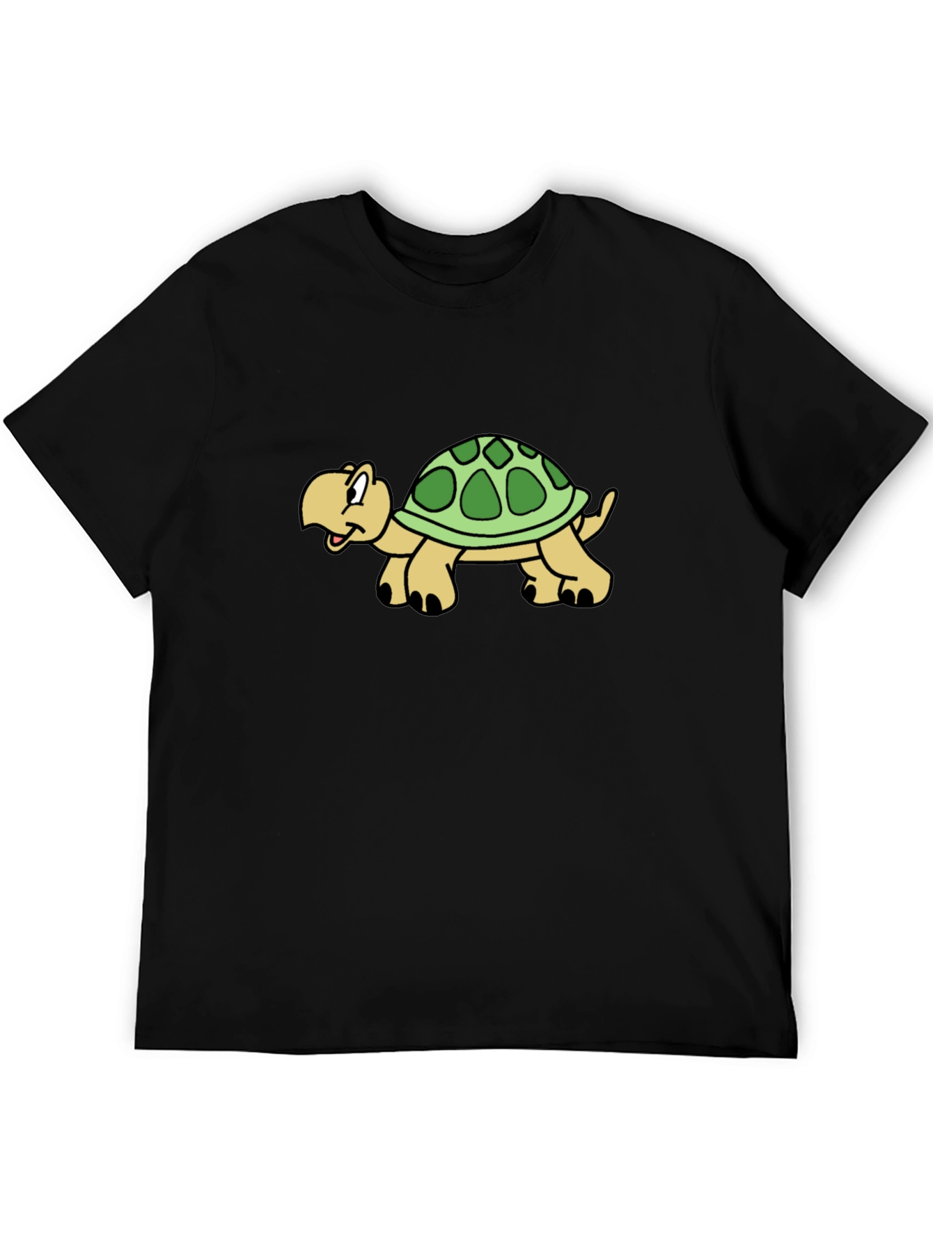 Cartoon Turtle Graphic Black T-Shirt